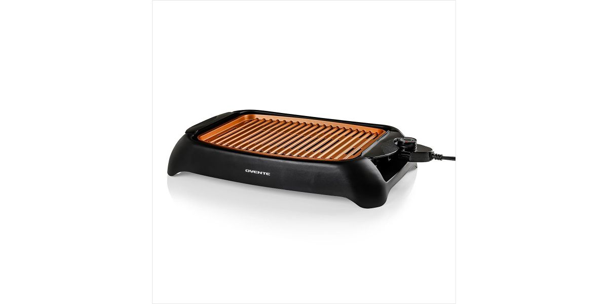 Electric Indoor Grill with 13x10 Inch Non-Stick Cooking Surface, 1000W Fast Heat Up Power