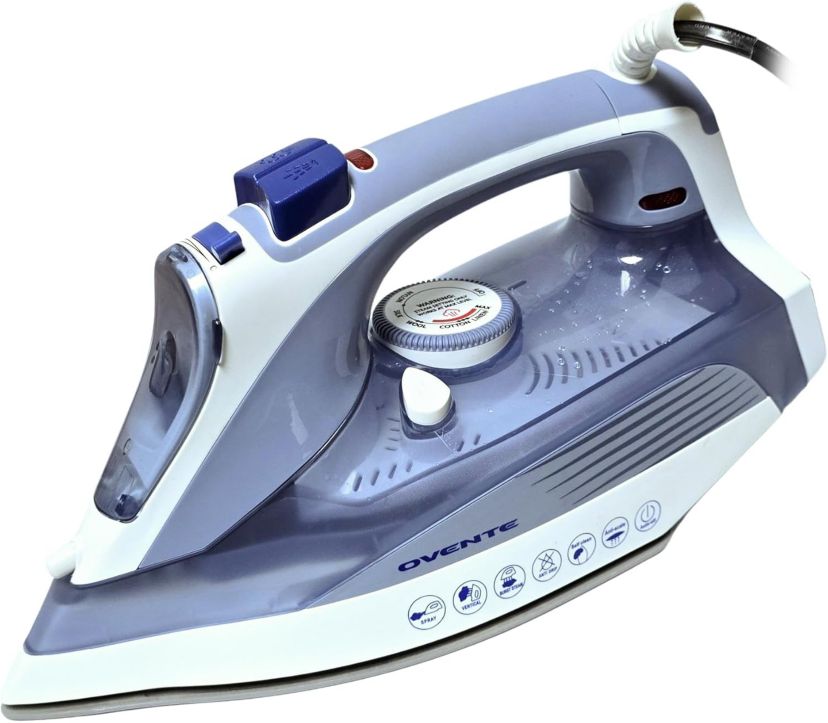 1200W Steam Iron for Clothes, Ceramic Soleplate, Auto Shutoff, Anti-Drip, Self-Cleaning, 11.8oz Water Tank