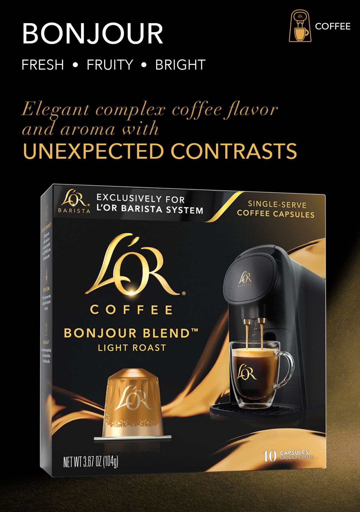 LOR BARISTA System Single Serve Bonjour Blend Light Roast Coffee Capsules