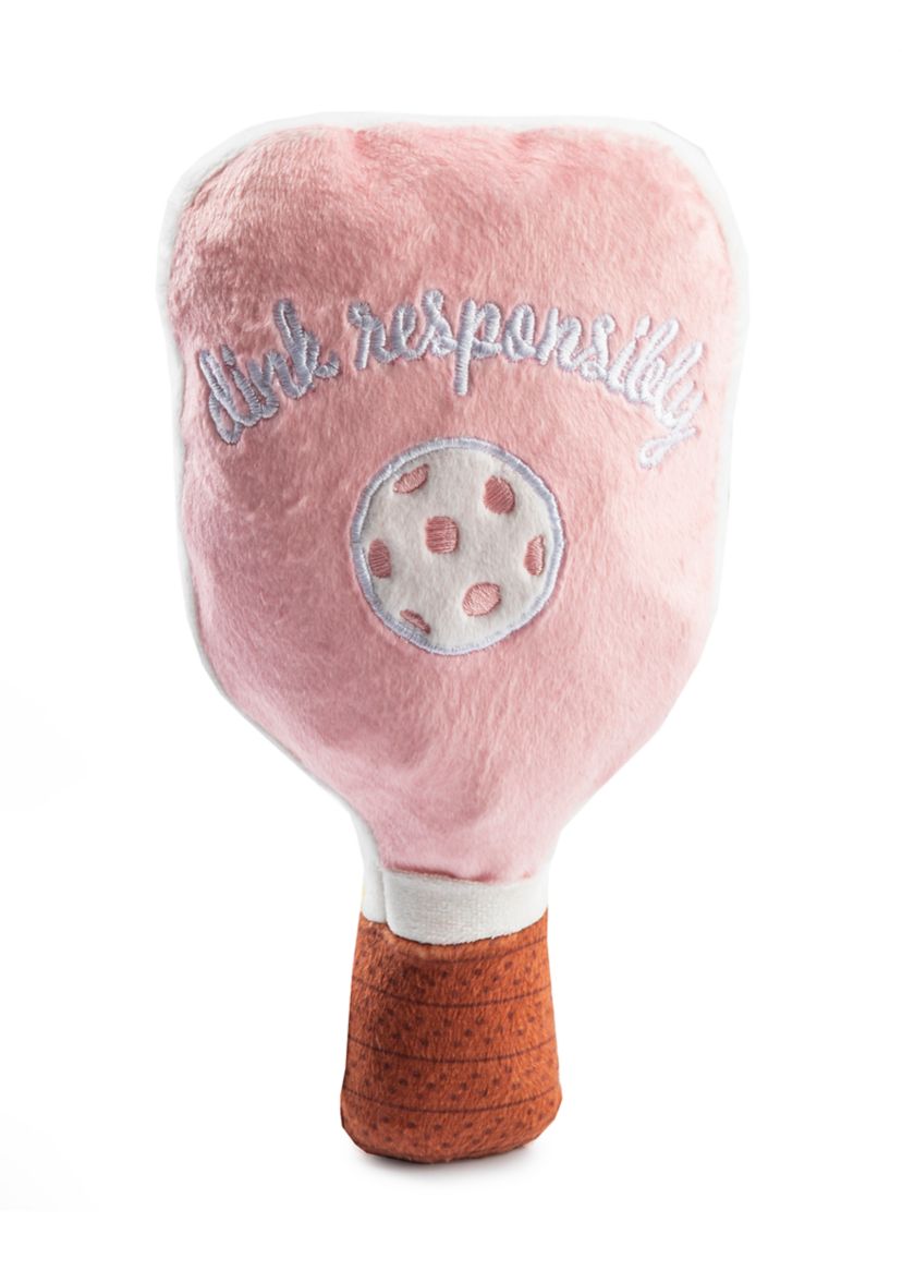 Pink Checker Pickleball Paddle Plush Dog Toy