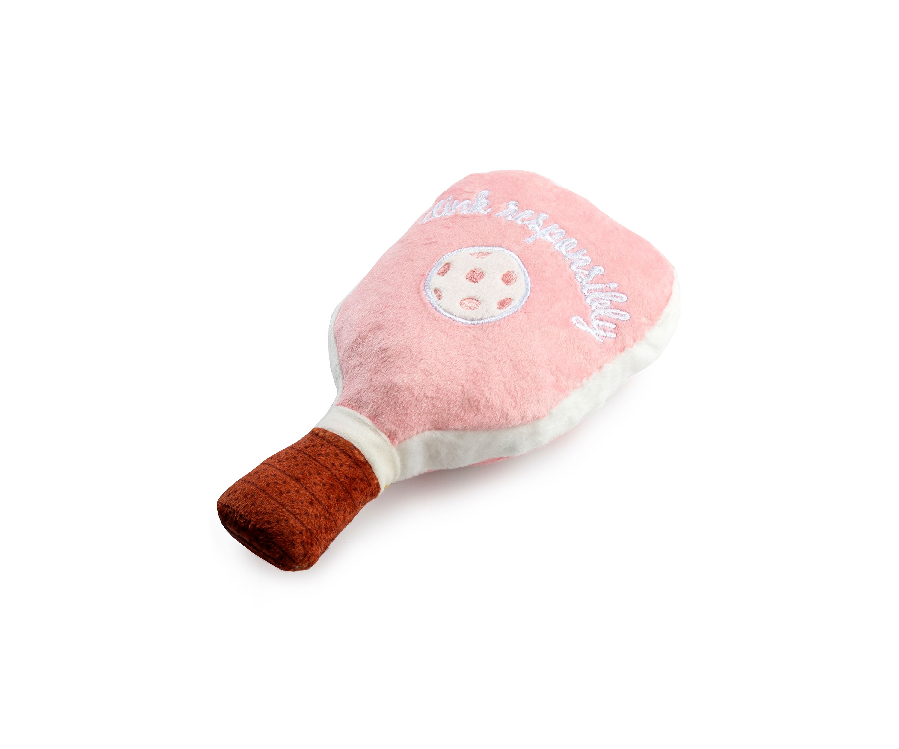 Pink Checker Pickleball Paddle Plush Dog Toy
