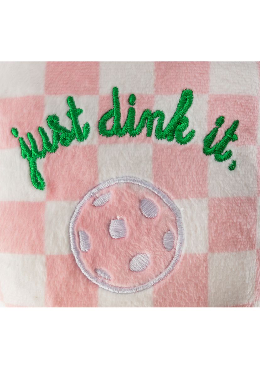 Pink Checker Pickleball Paddle Plush Dog Toy