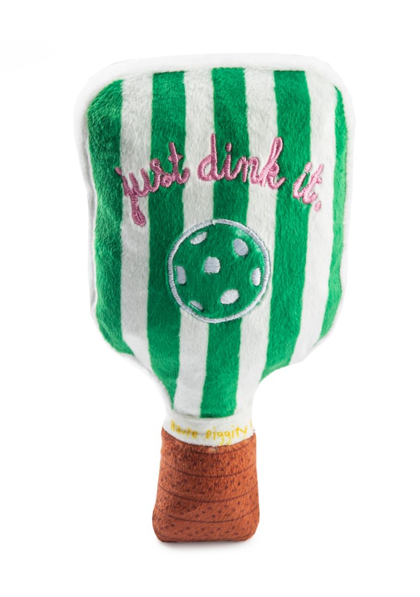 Green Stripe Pickleball Paddle Plush Dog Toy