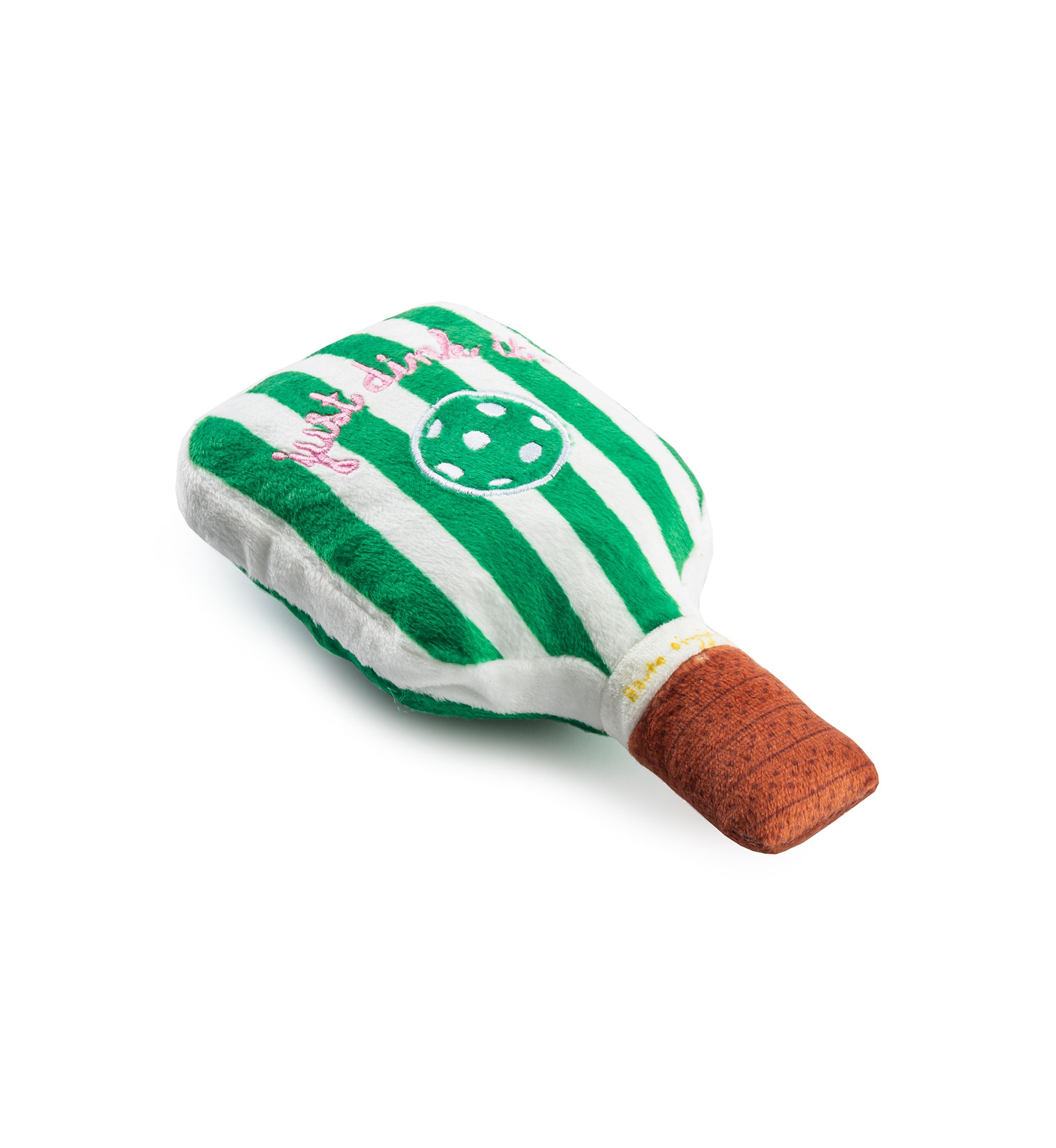 Green Stripe Pickleball Paddle Plush Dog Toy