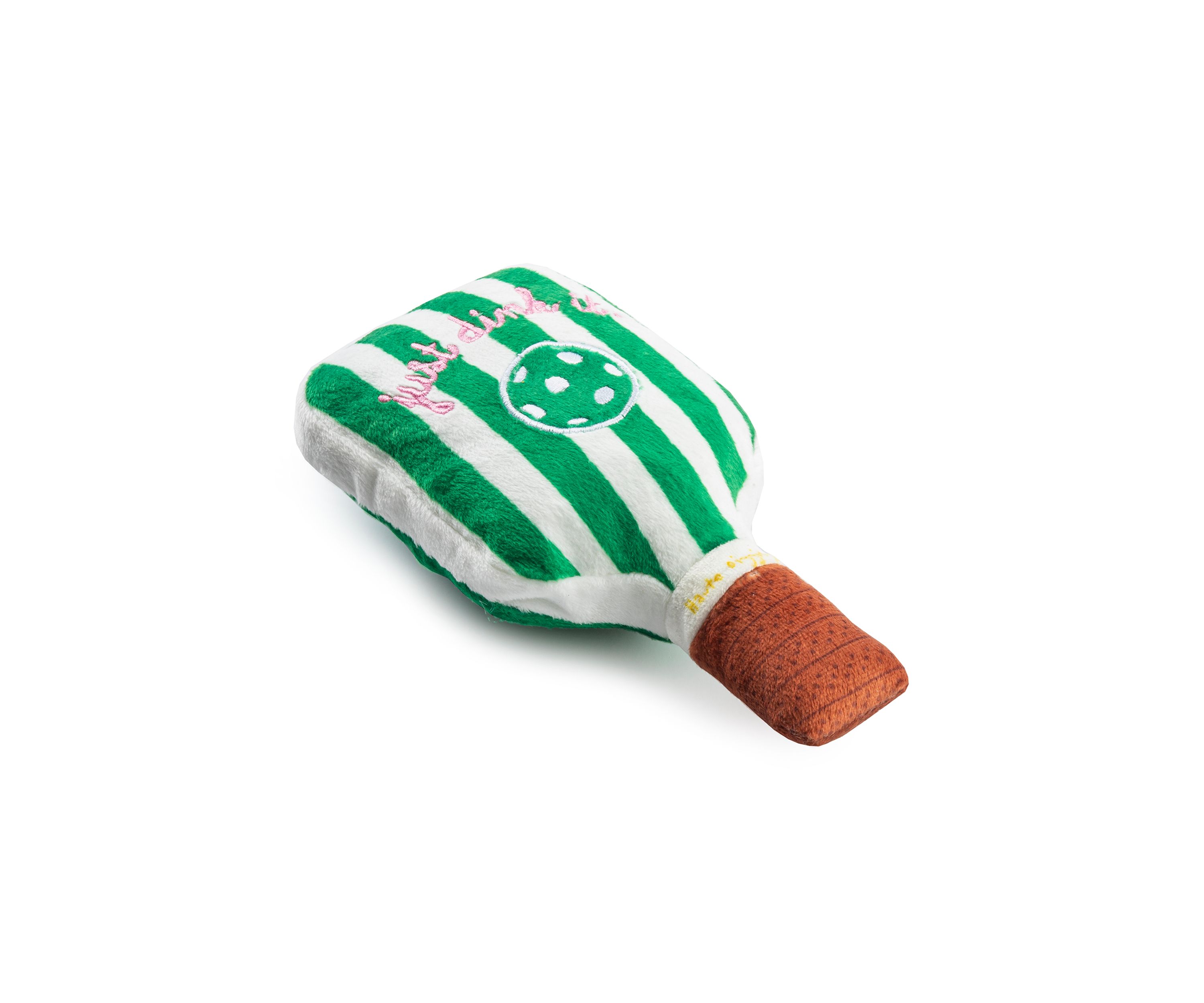 Green Stripe Pickleball Paddle Plush Dog Toy