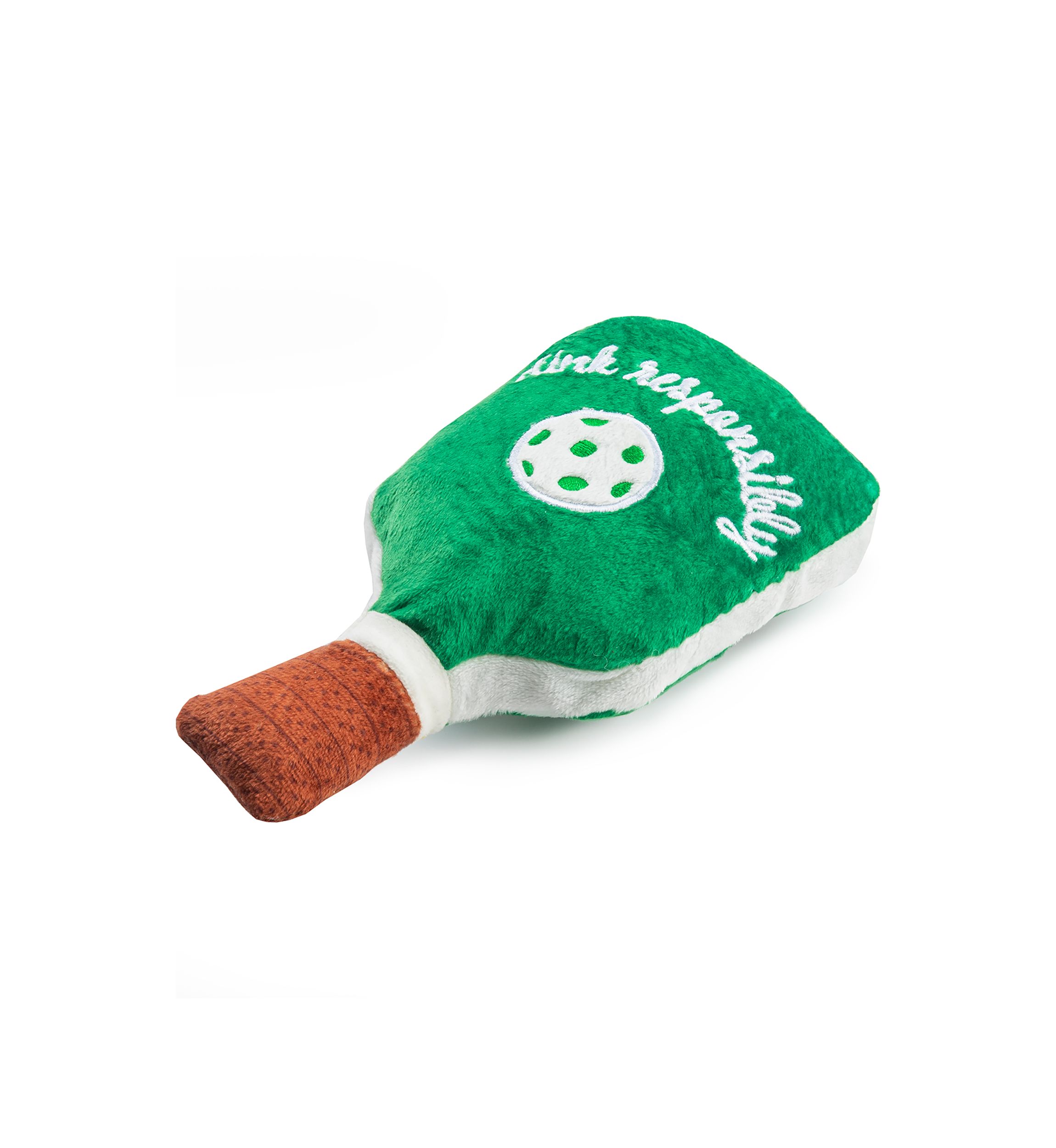 Green Stripe Pickleball Paddle Plush Dog Toy