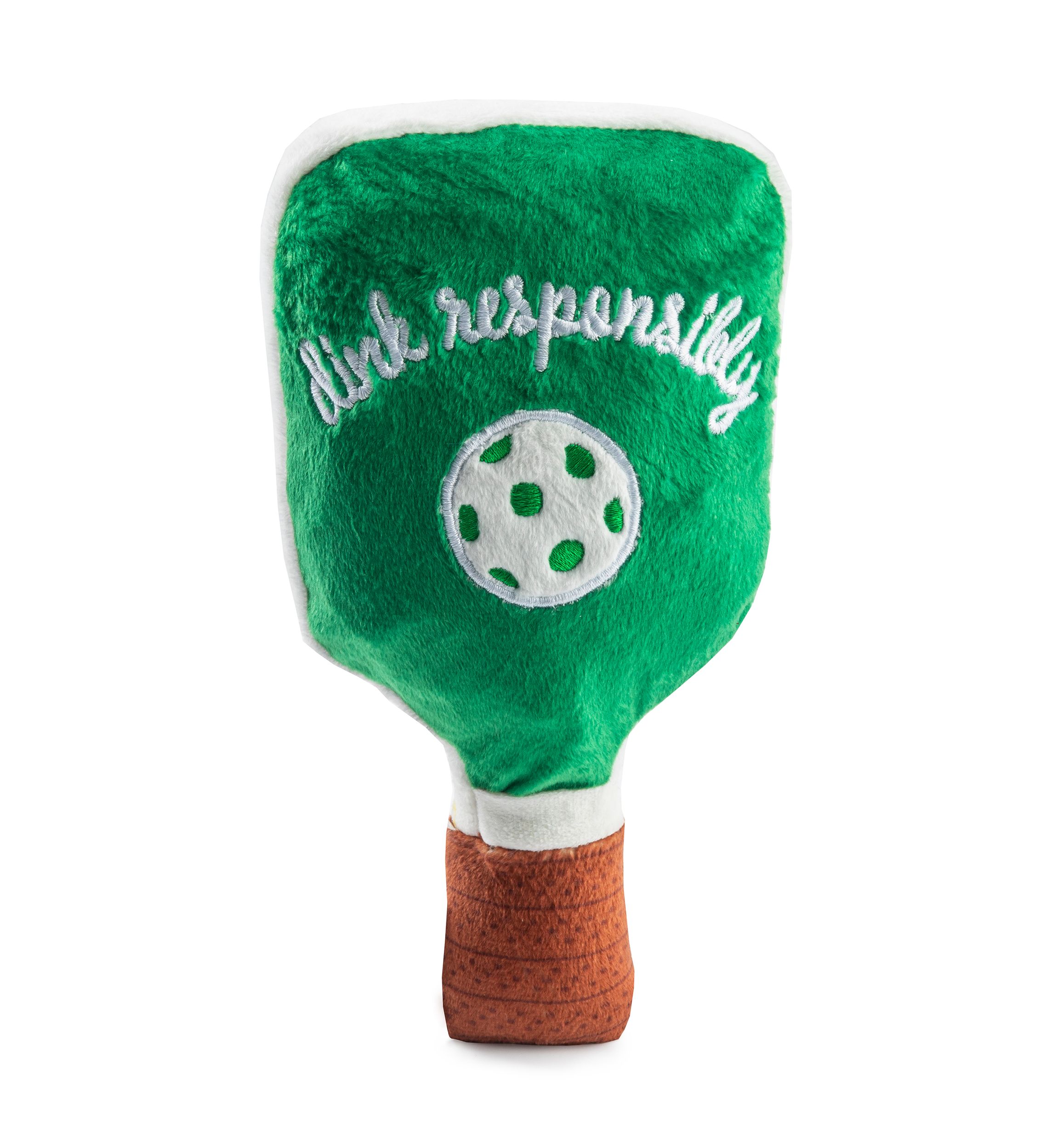 Green Stripe Pickleball Paddle Plush Dog Toy