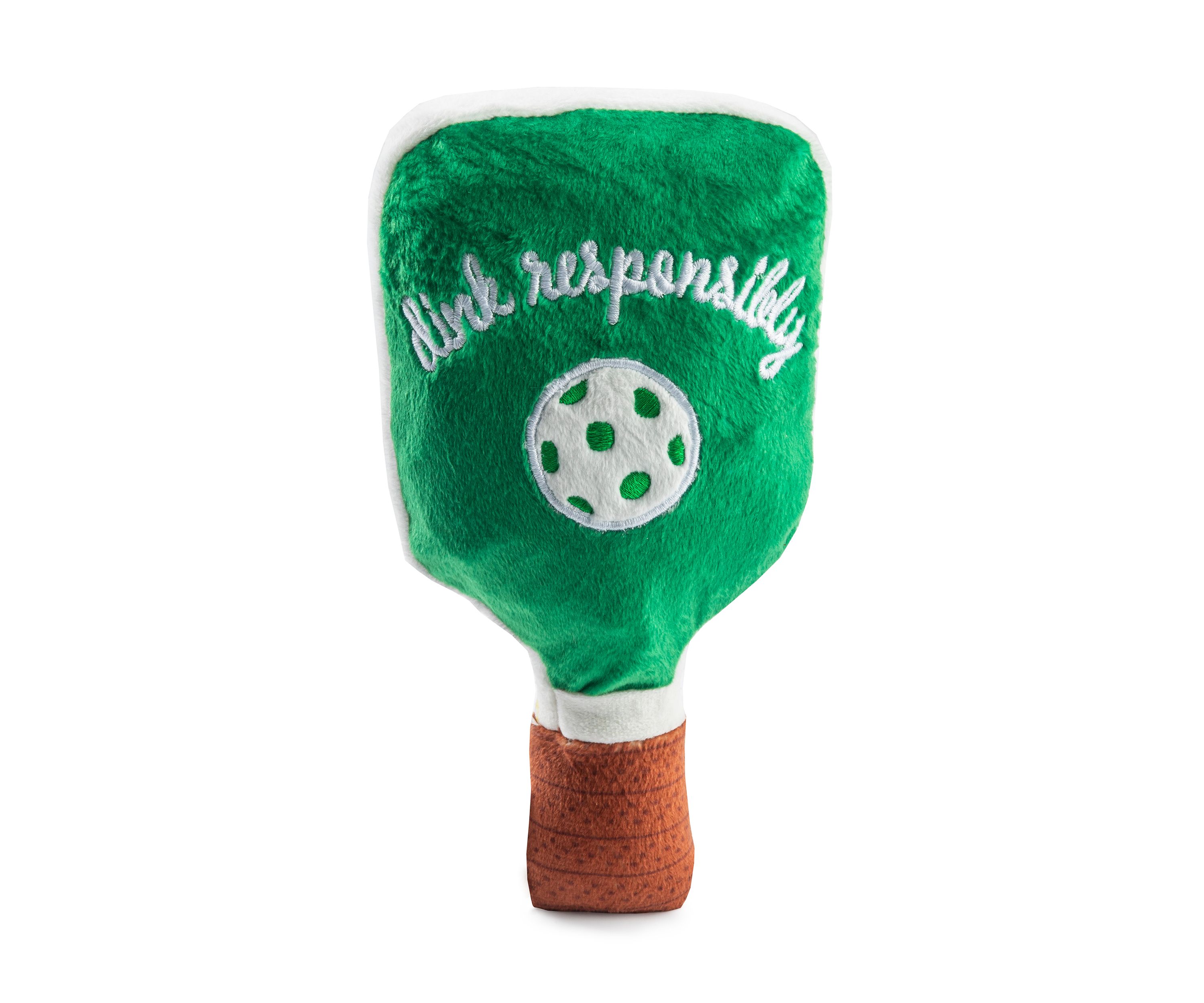 Green Stripe Pickleball Paddle Plush Dog Toy