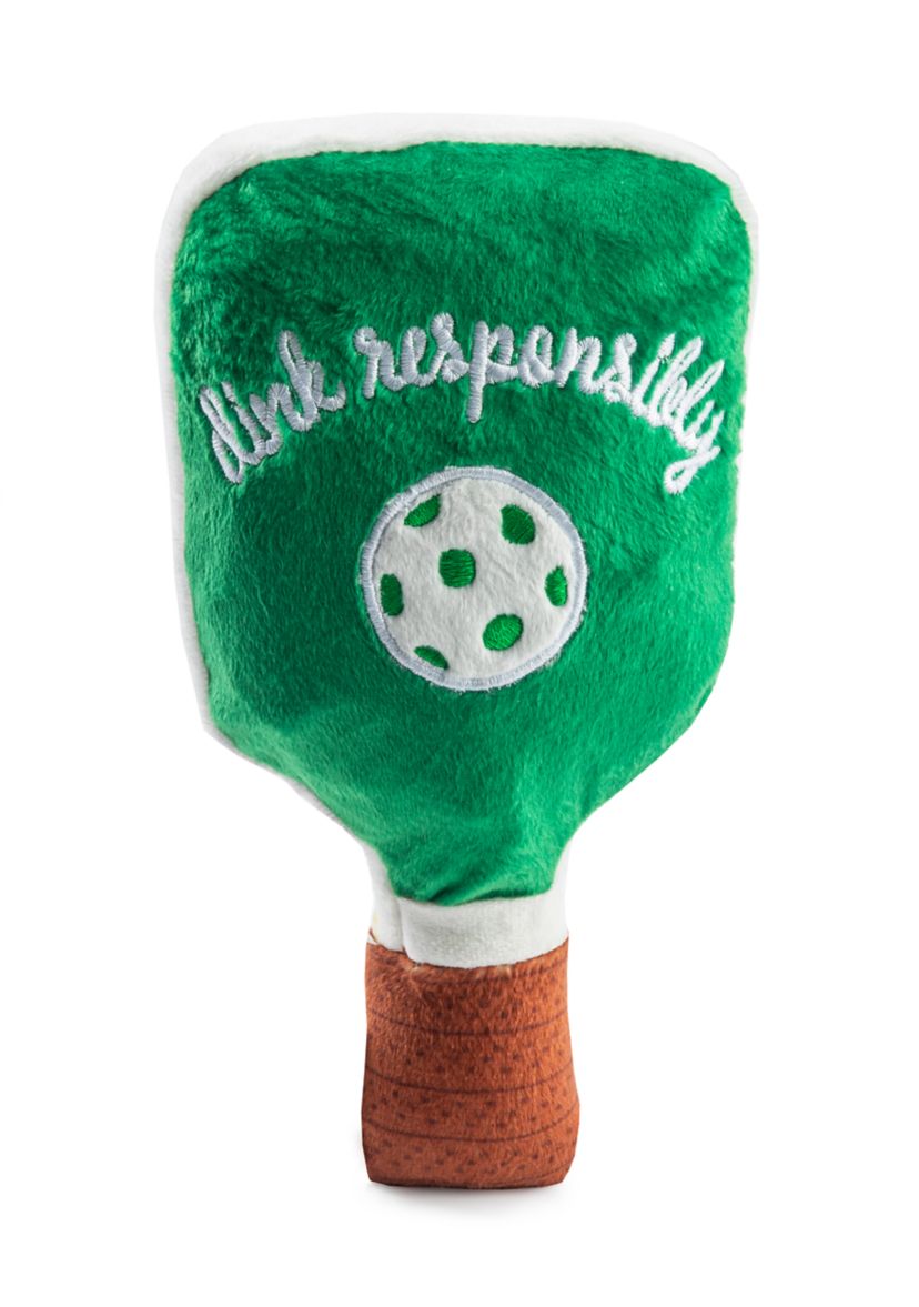 Green Stripe Pickleball Paddle Plush Dog Toy