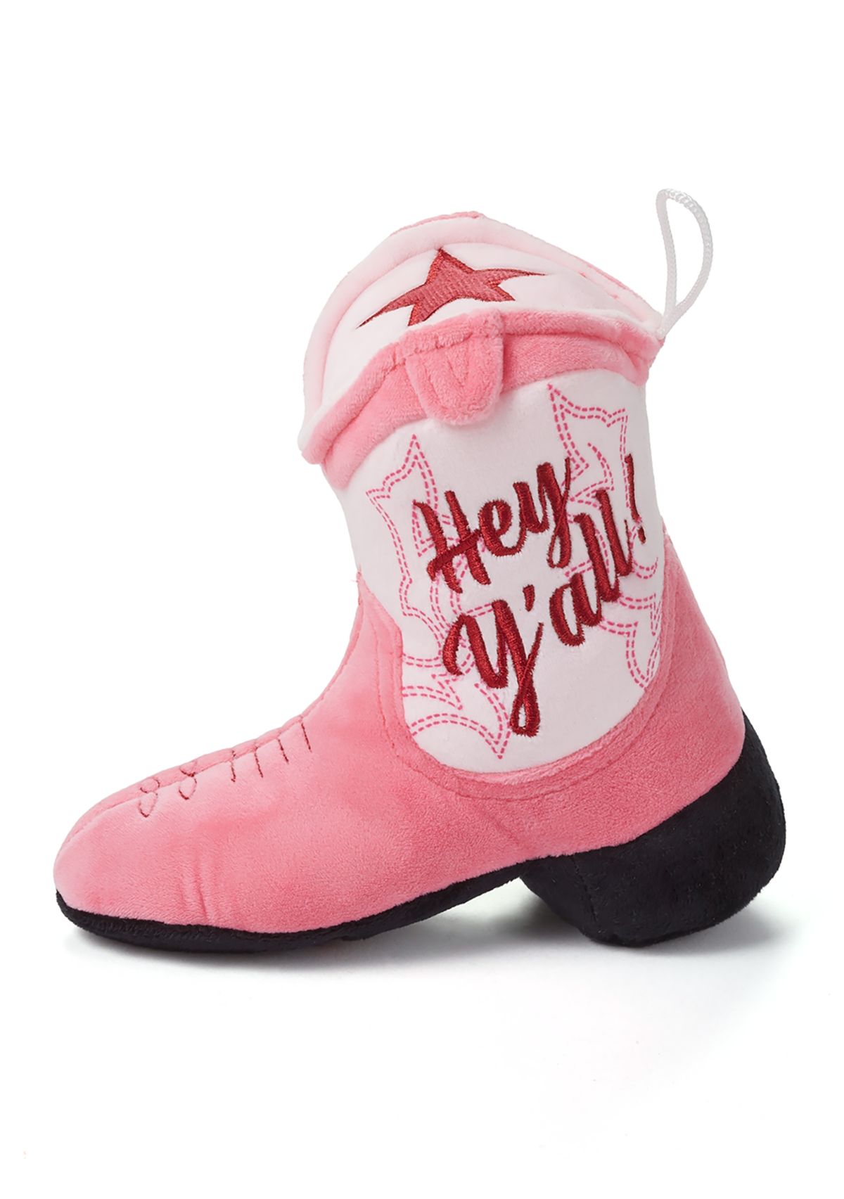 	  Pink Cowgirl Boot Plush Dog Toy 
