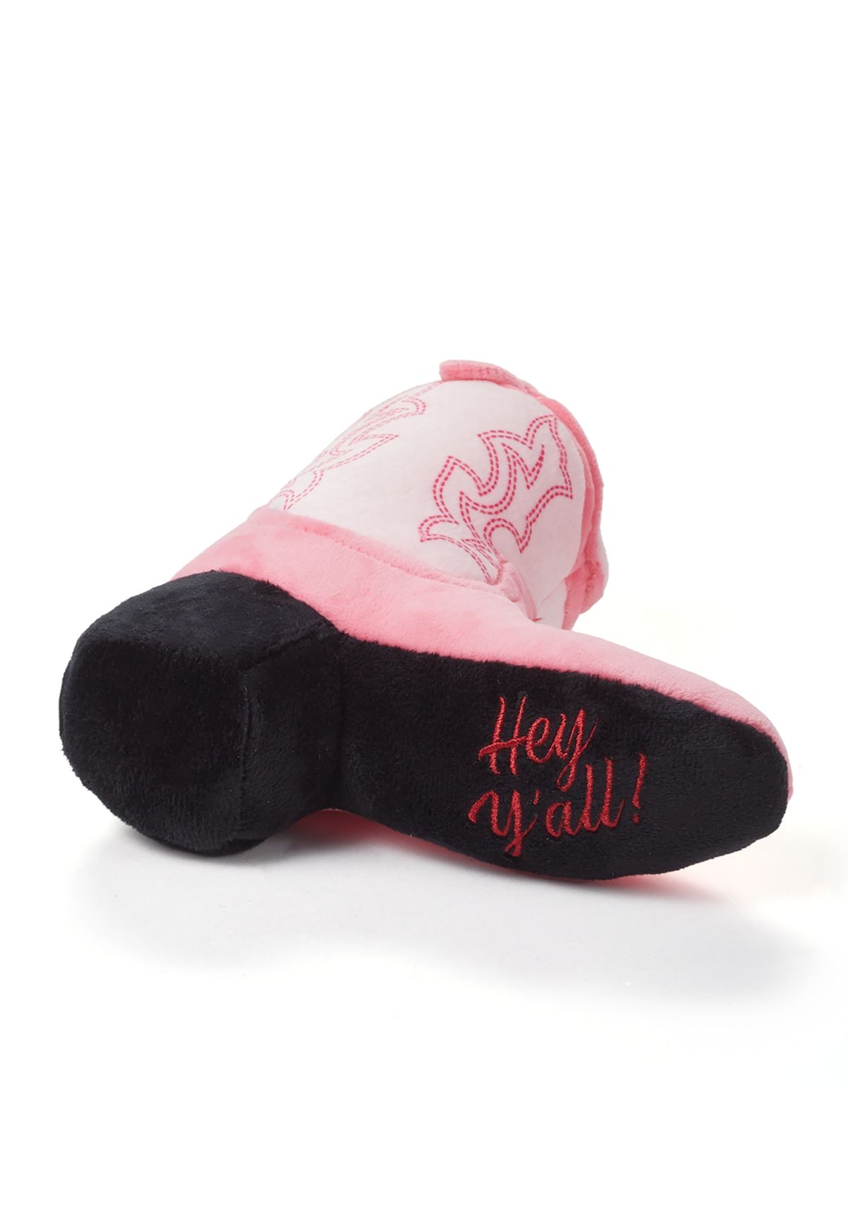 	  Pink Cowgirl Boot Plush Dog Toy 