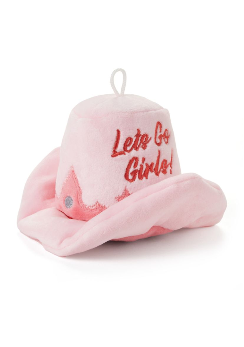   Pink Cowgirl Hat Plush Dog Toy 