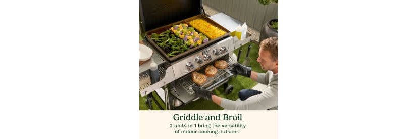 3-Burner Outdoor Griddler - 2-in-1 Griddle & Broiler Combo