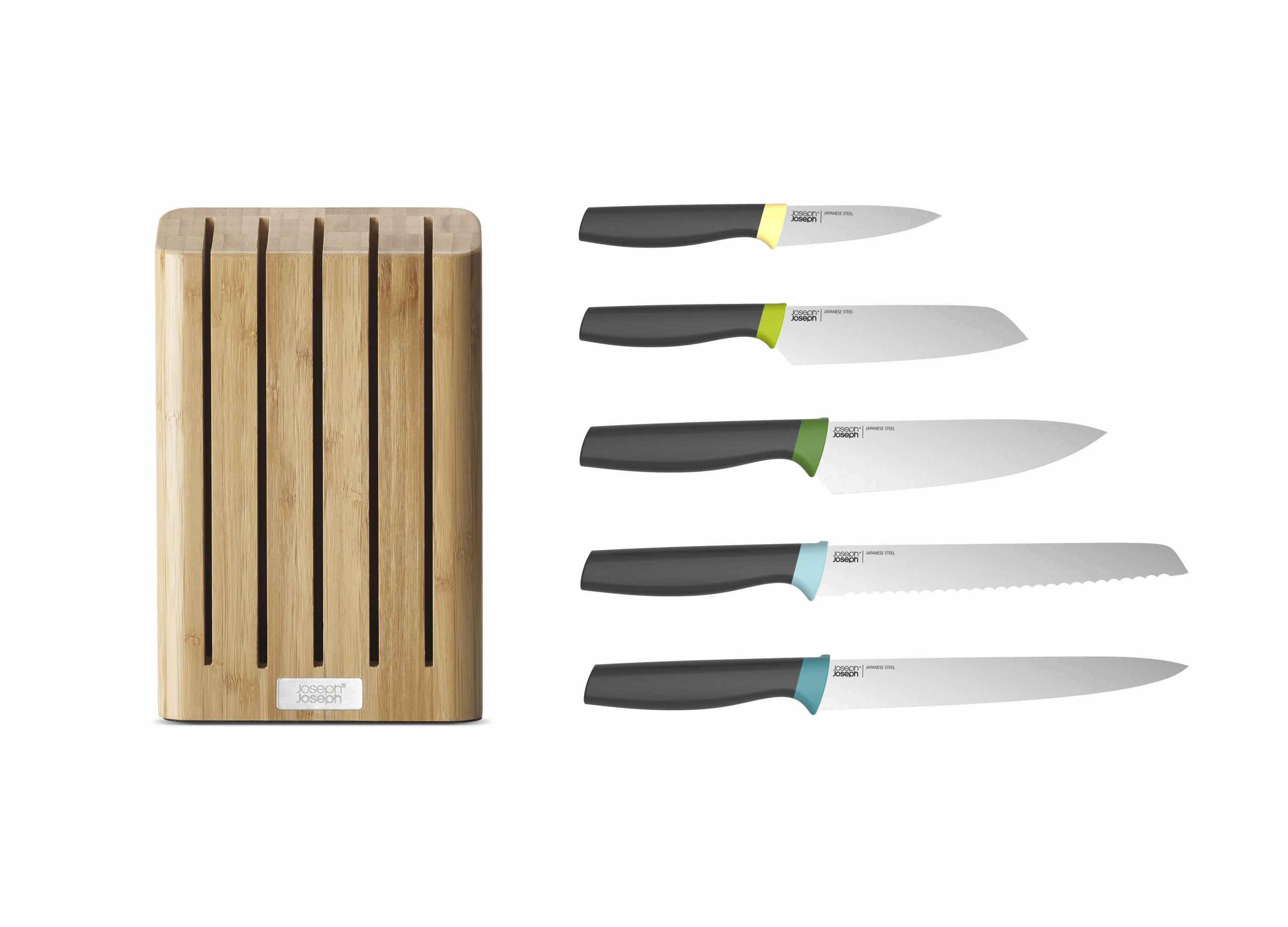 Elevate Knives Bamboo 5-piece knife set with slimline bamboo block