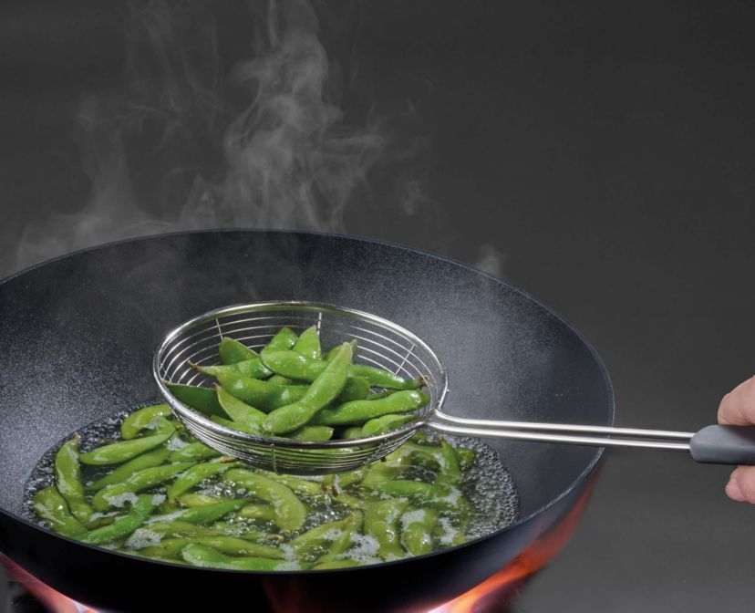 Nest Fusion Compact 3-piece Wok Silicone Turner, Silicone Spoon and Wire Skimmer Set