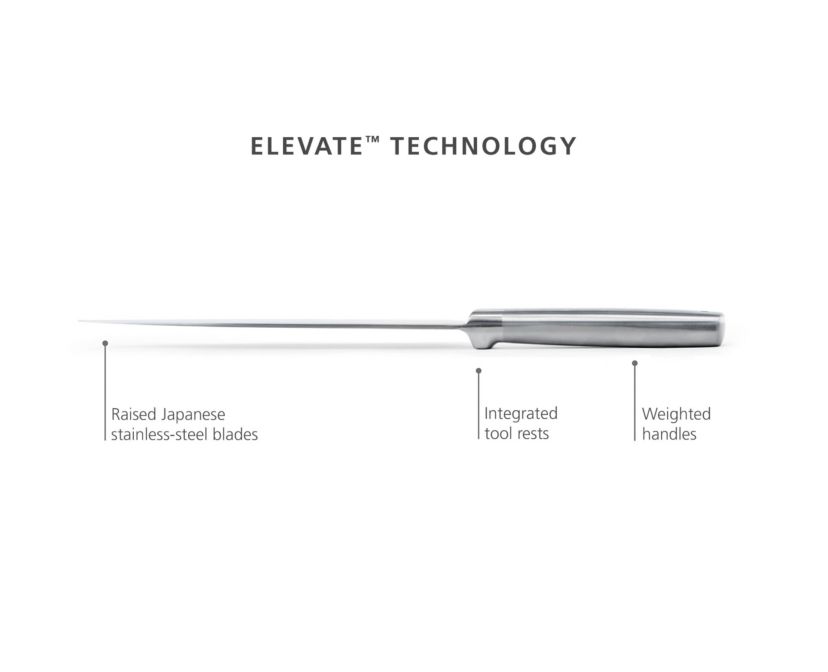 Elevate Fusion 5-piece knife, cleaver and scissor set with beechwood block