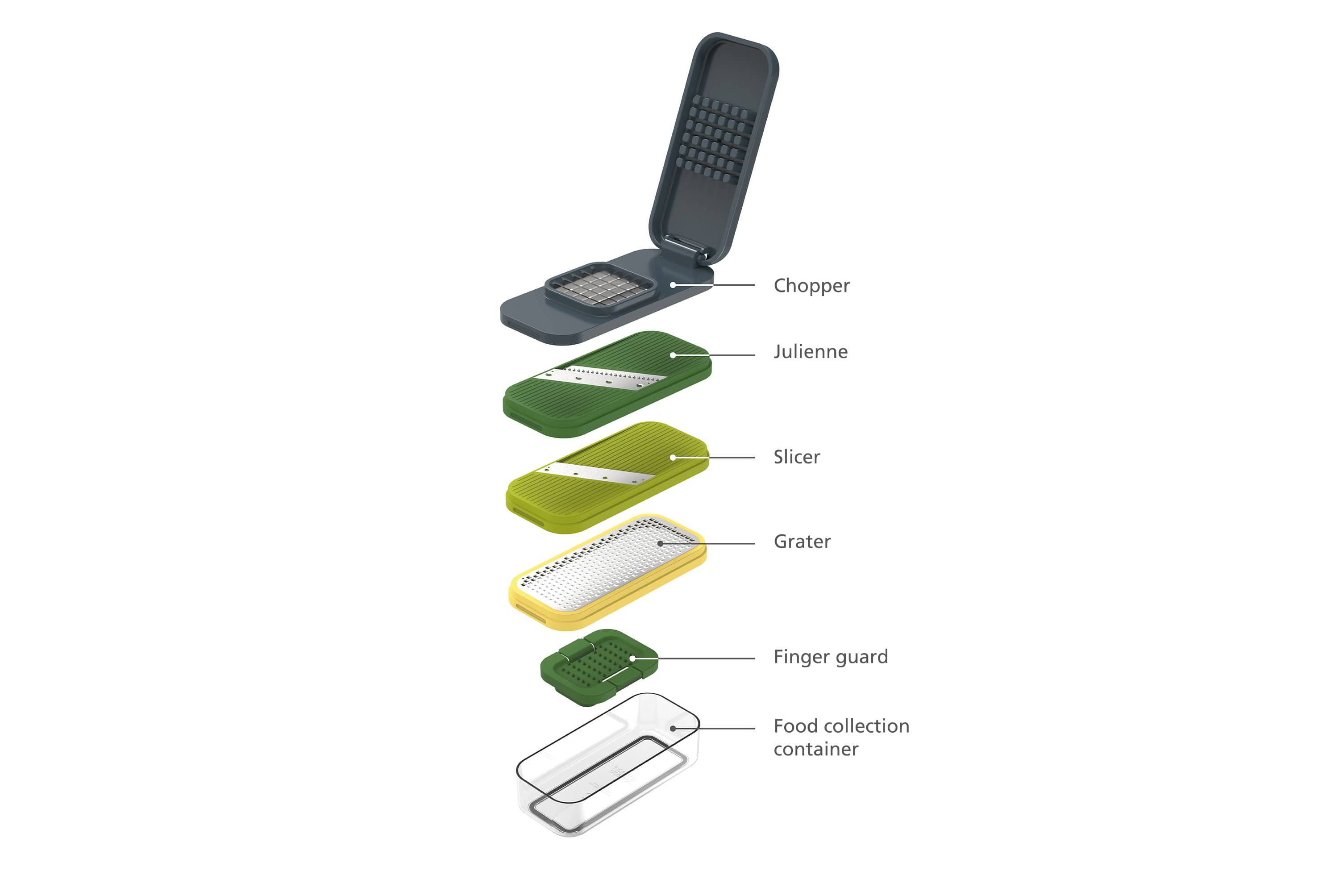 Multi-Prep Compact 4-in-1 chop, grate and slice set