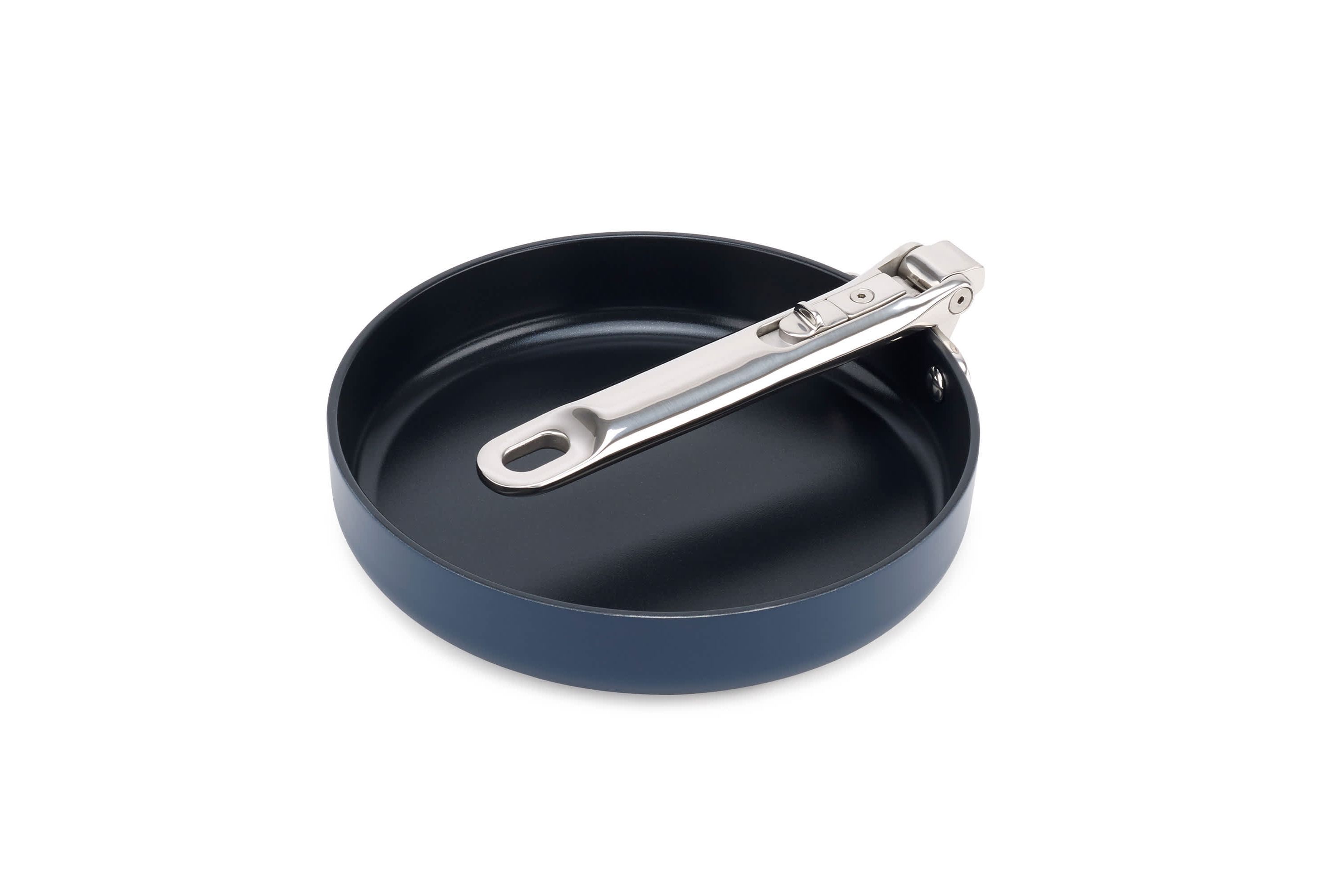 Space Saving 5.4 qt Ceramic Non-Stick saucepan with folding  handle and lid