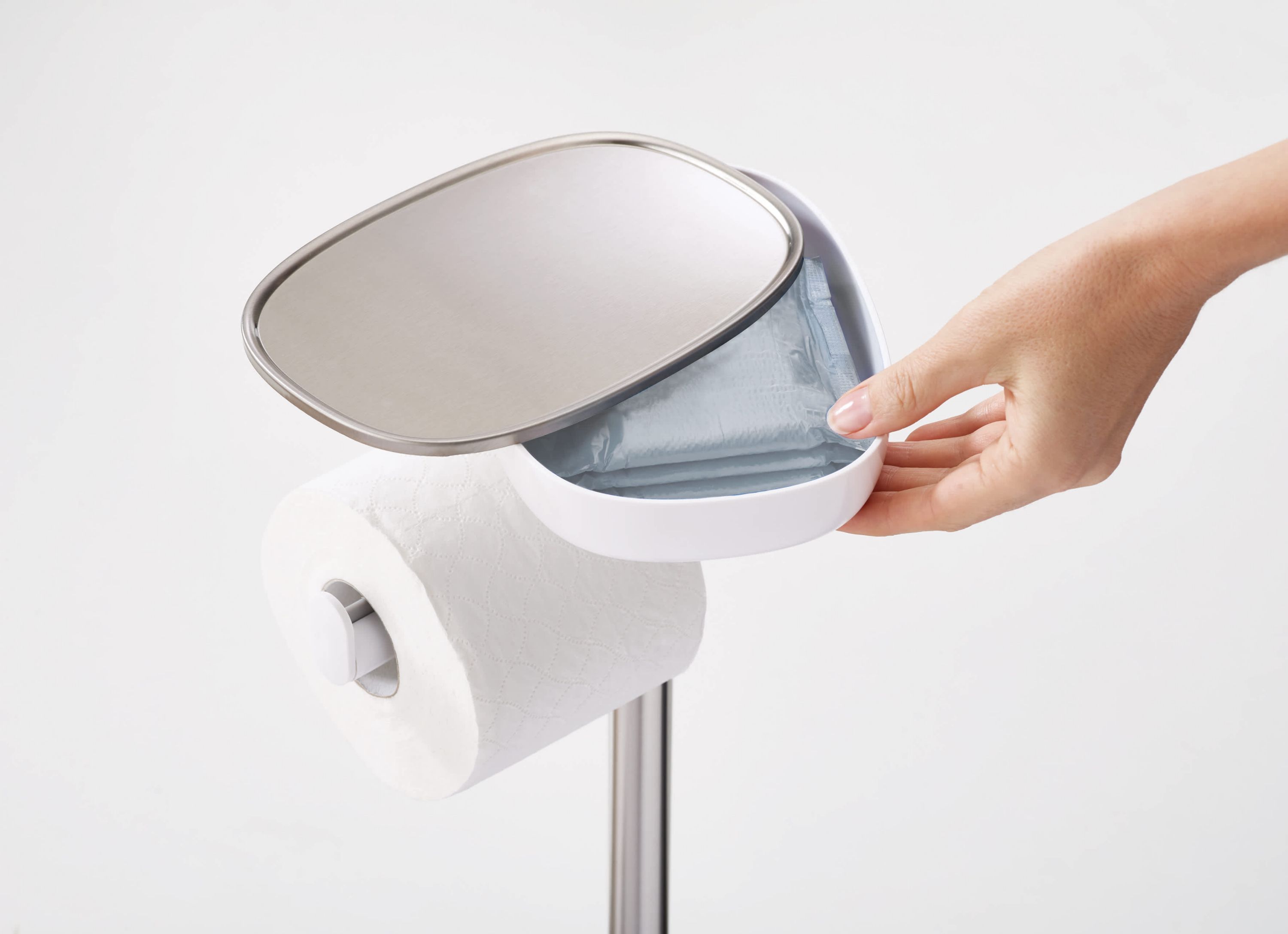 EasyStore Plus Standing Toilet Paper Holder with Flex™ Steel Toilet Brush