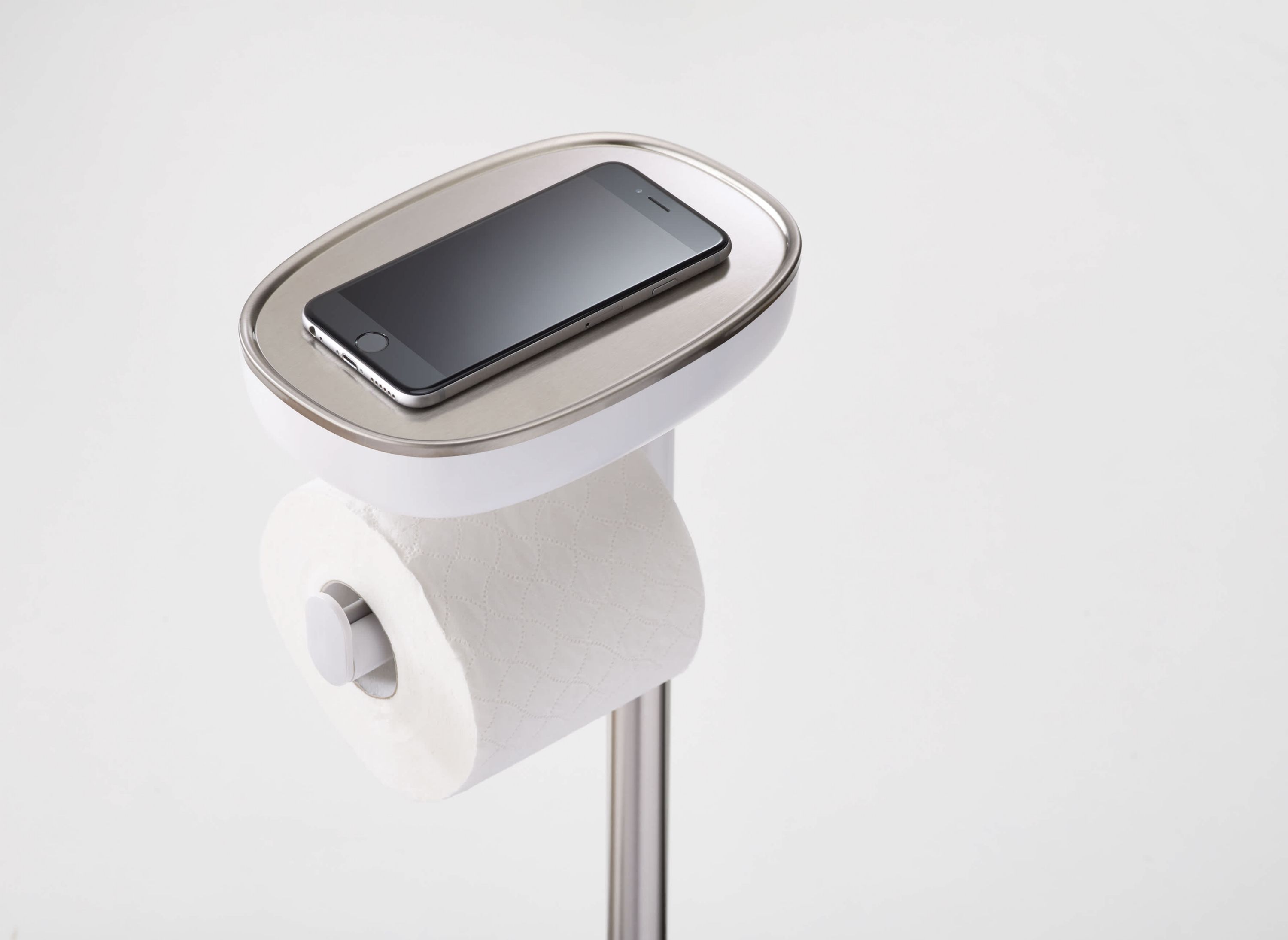 EasyStore Plus Standing Toilet Paper Holder with Flex™ Steel Toilet Brush