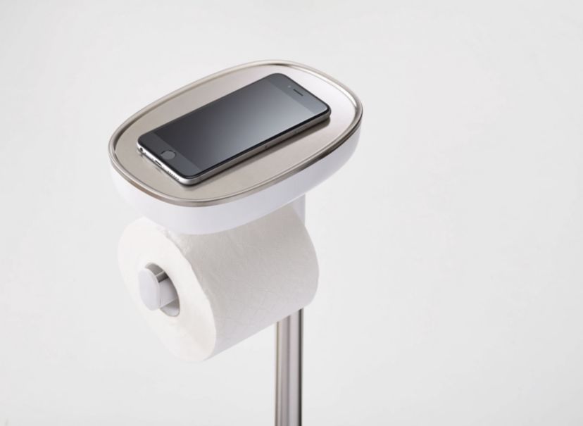 EasyStore Plus Standing Toilet Paper Holder with Flex™ Steel Toilet Brush