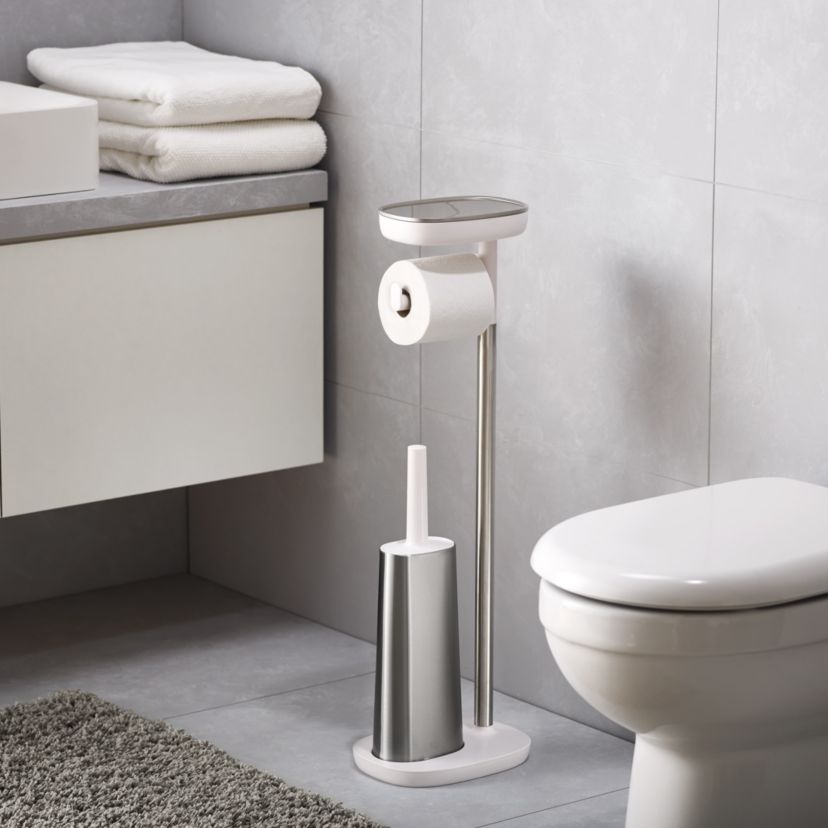 EasyStore Plus Standing Toilet Paper Holder with Flex™ Steel Toilet Brush