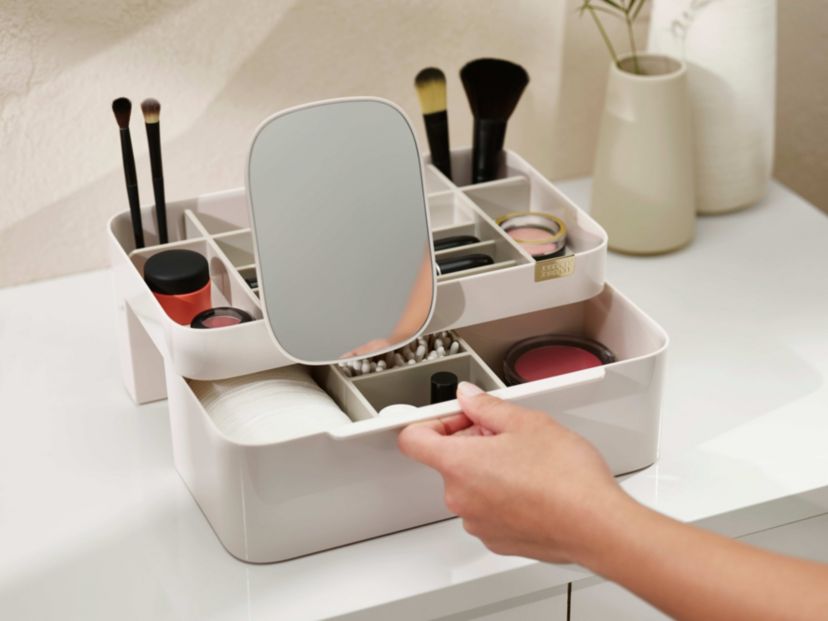 Viva Large Cosmetic organizer with Removable Mirror - Shell