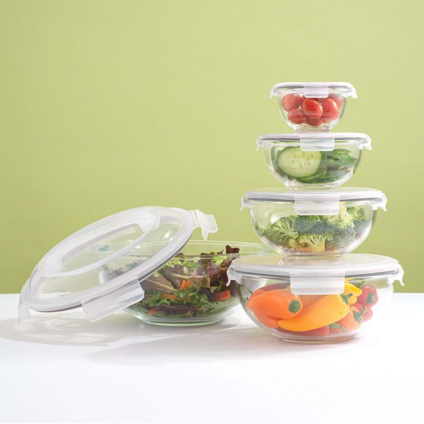 Glass Mixing Bowls With Lids (Set of 5)