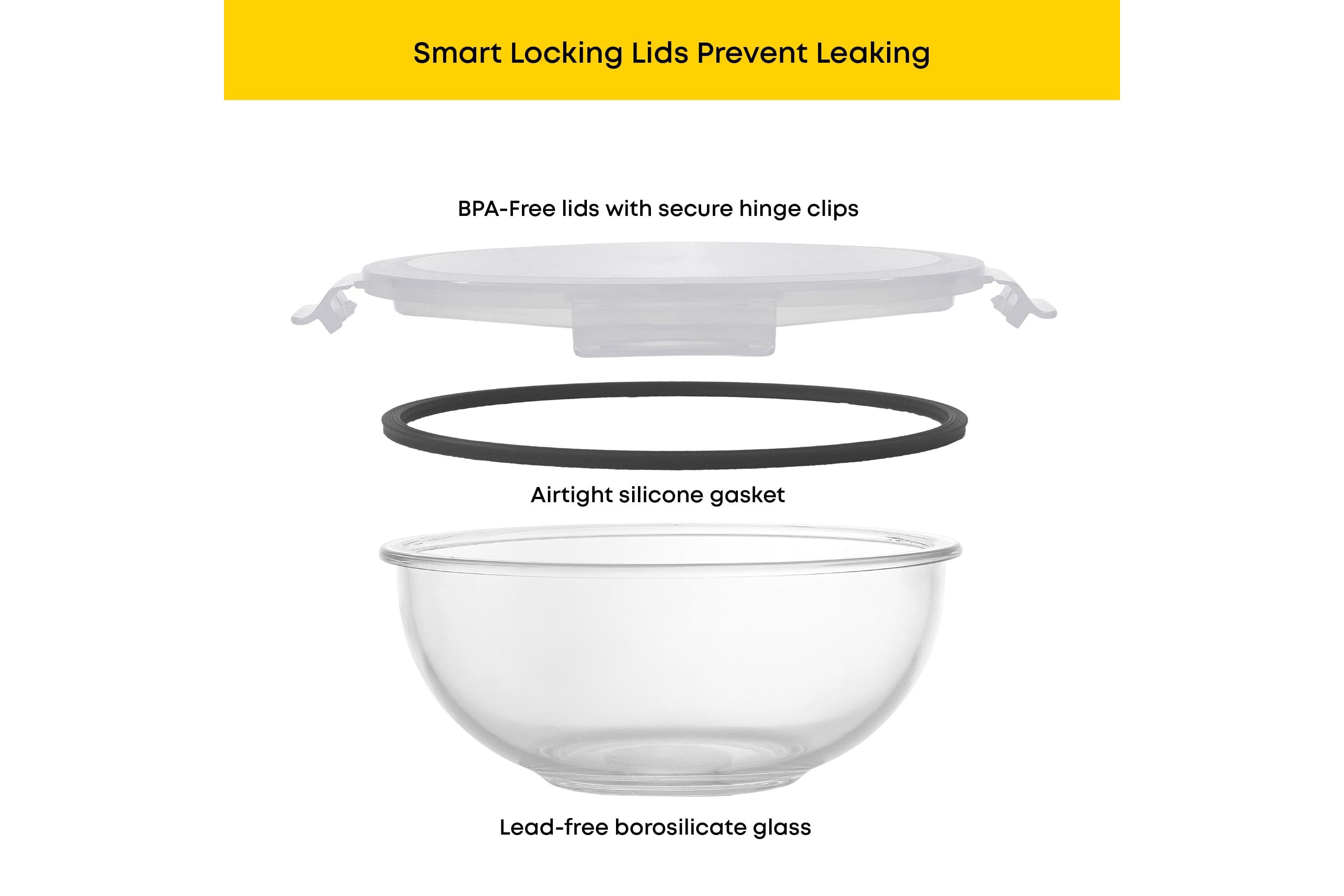 Glass Mixing Bowls With Lids (Set of 5)
