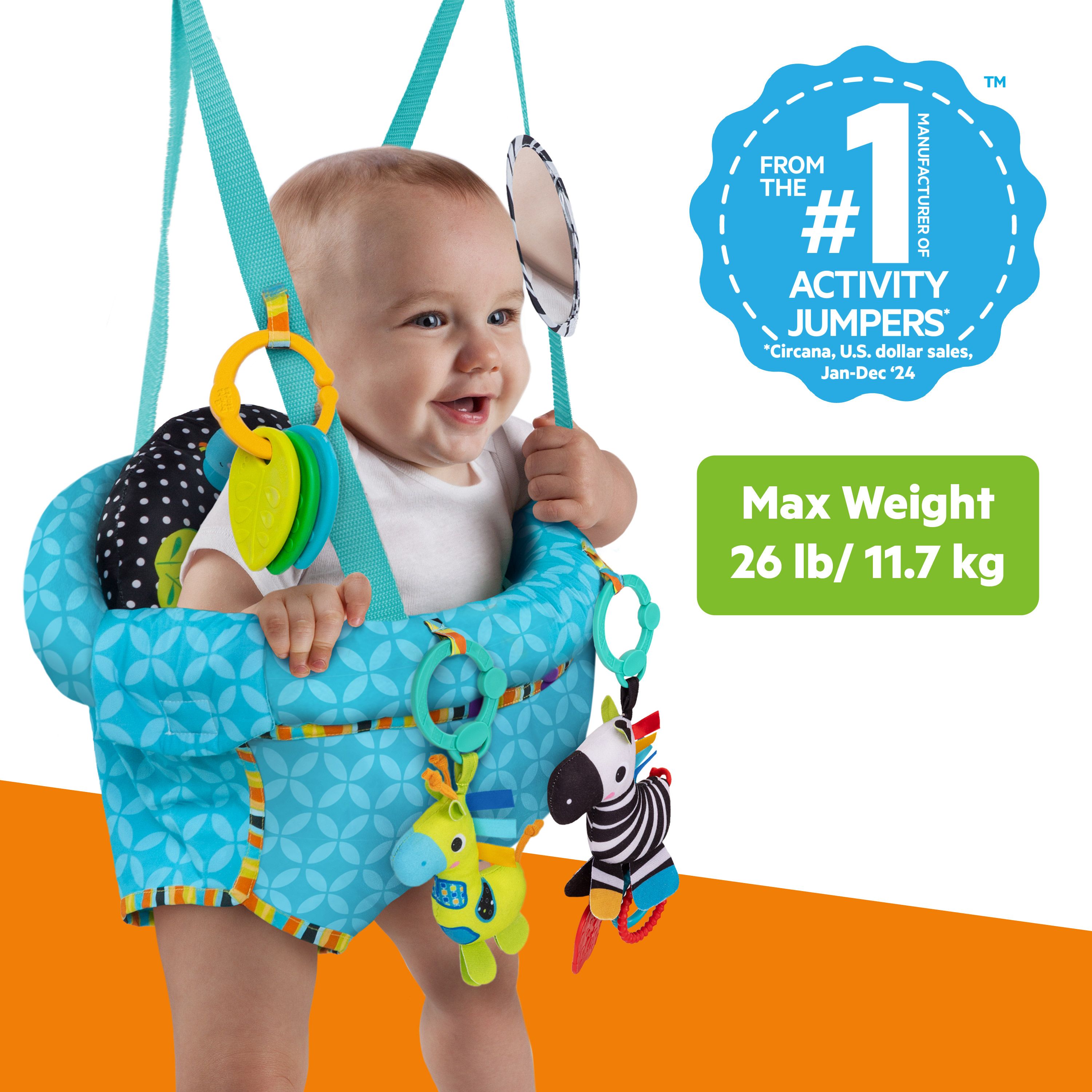 Bounce n Spring Deluxe Door Jumper with Take-Along Toys