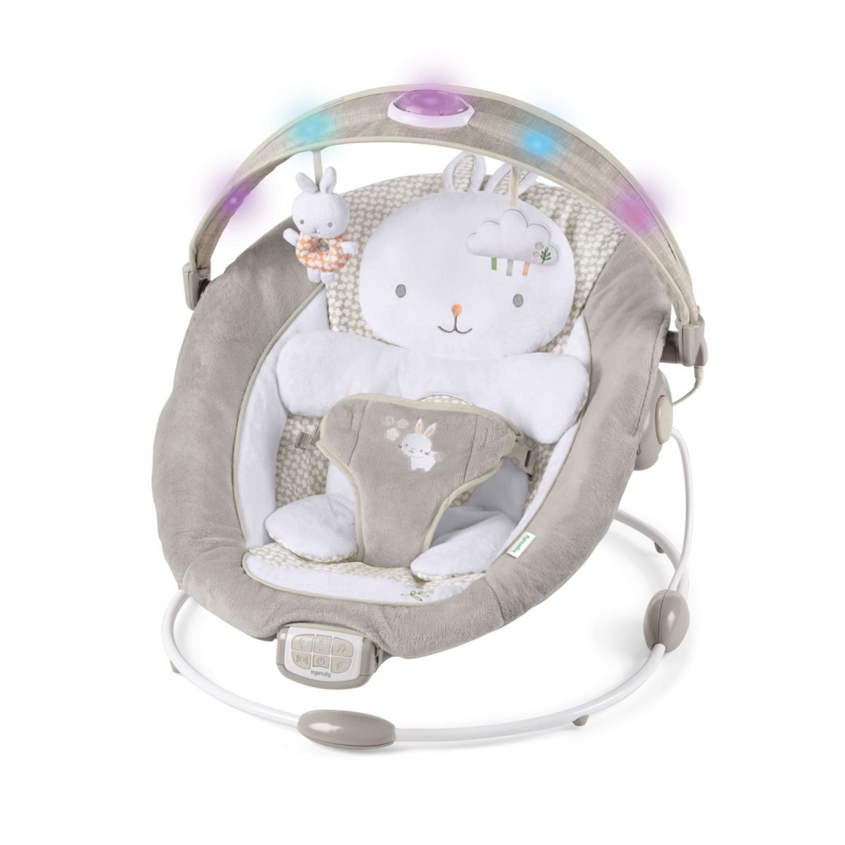 InLighten Baby Bouncer Seat with Light Up Toy Bar, Twinkle Tails