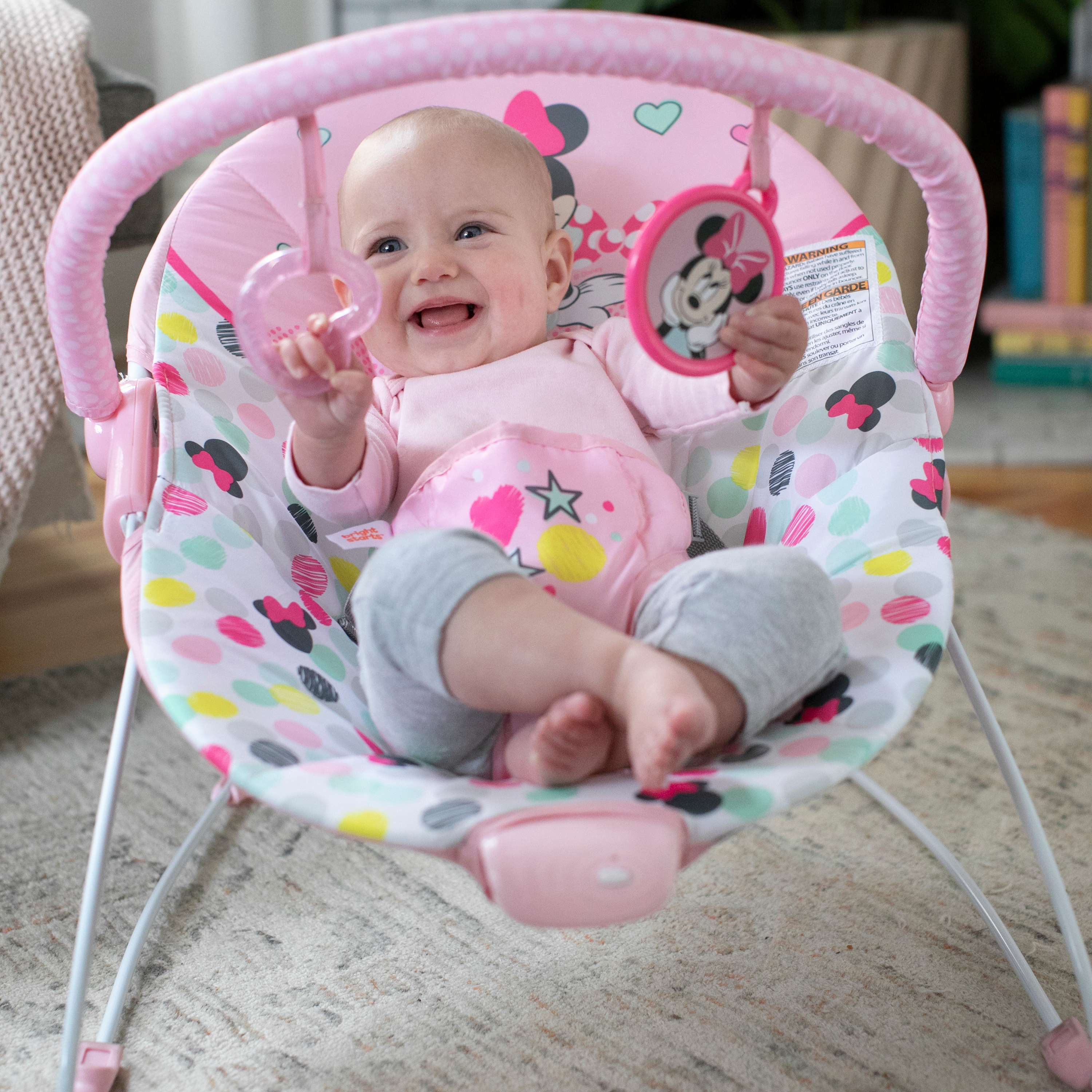 Disney Baby Minnie Mouse Vibrating Baby Bouncer, Spotty Dotty