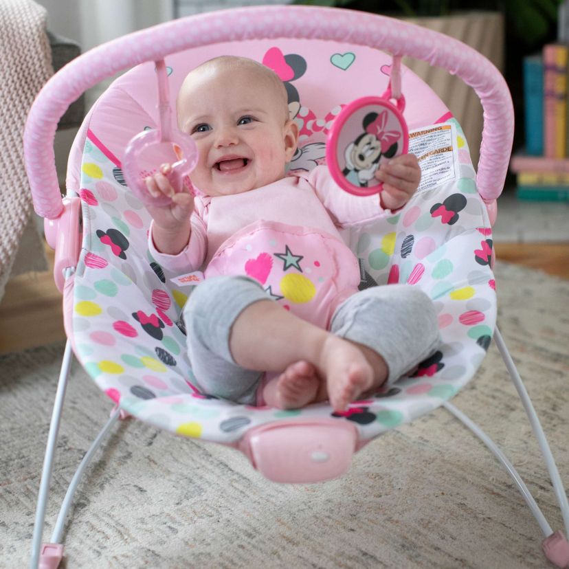 Disney Baby Minnie Mouse Vibrating Baby Bouncer, Spotty Dotty