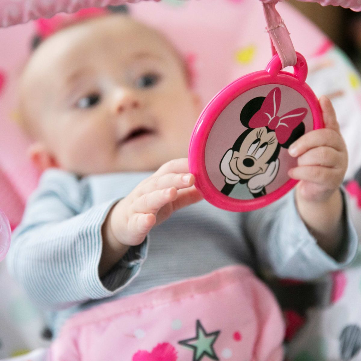 Disney Baby Minnie Mouse Vibrating Baby Bouncer, Spotty Dotty