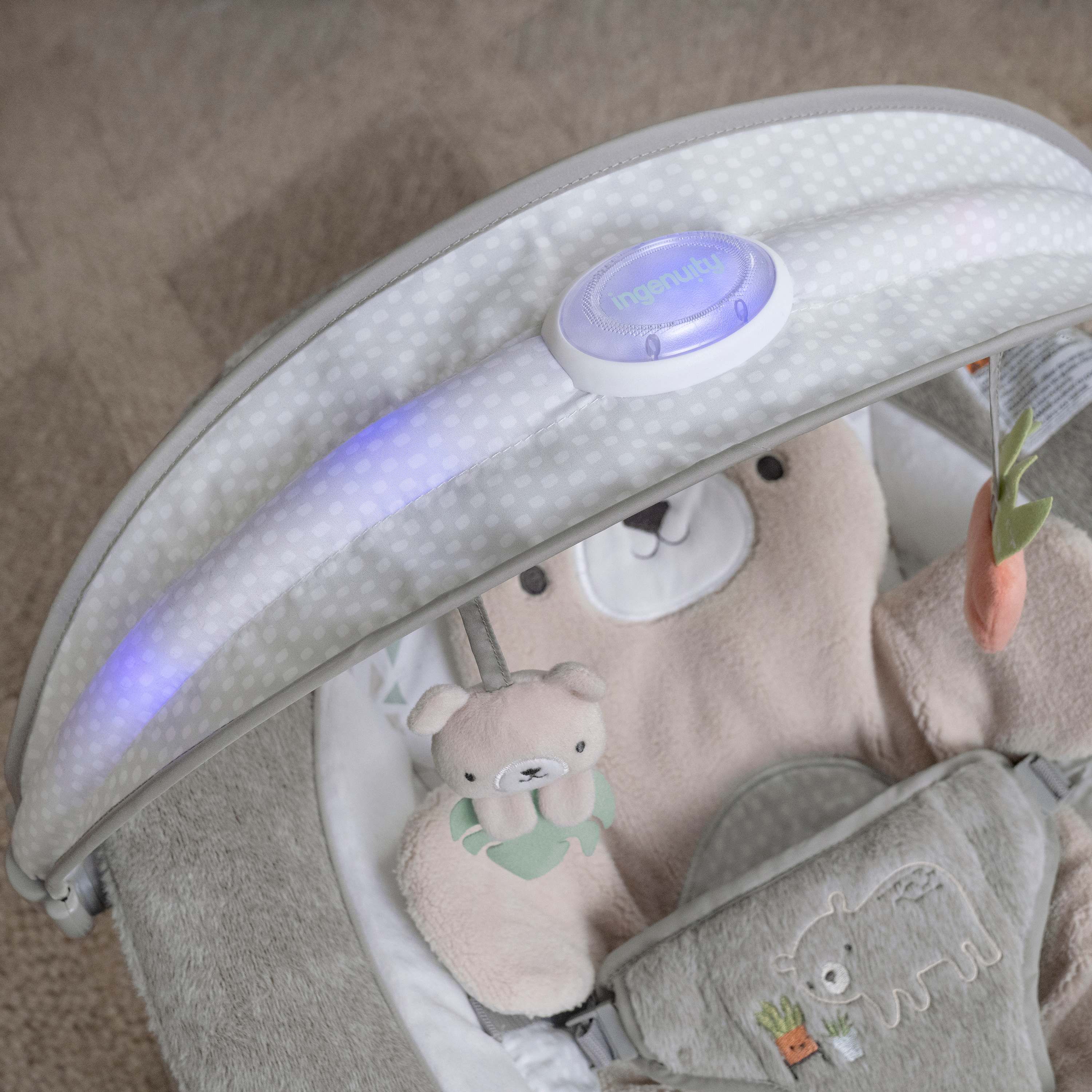 InLighten Baby Bouncer Seat with Light Up Toy Bar, Nate
