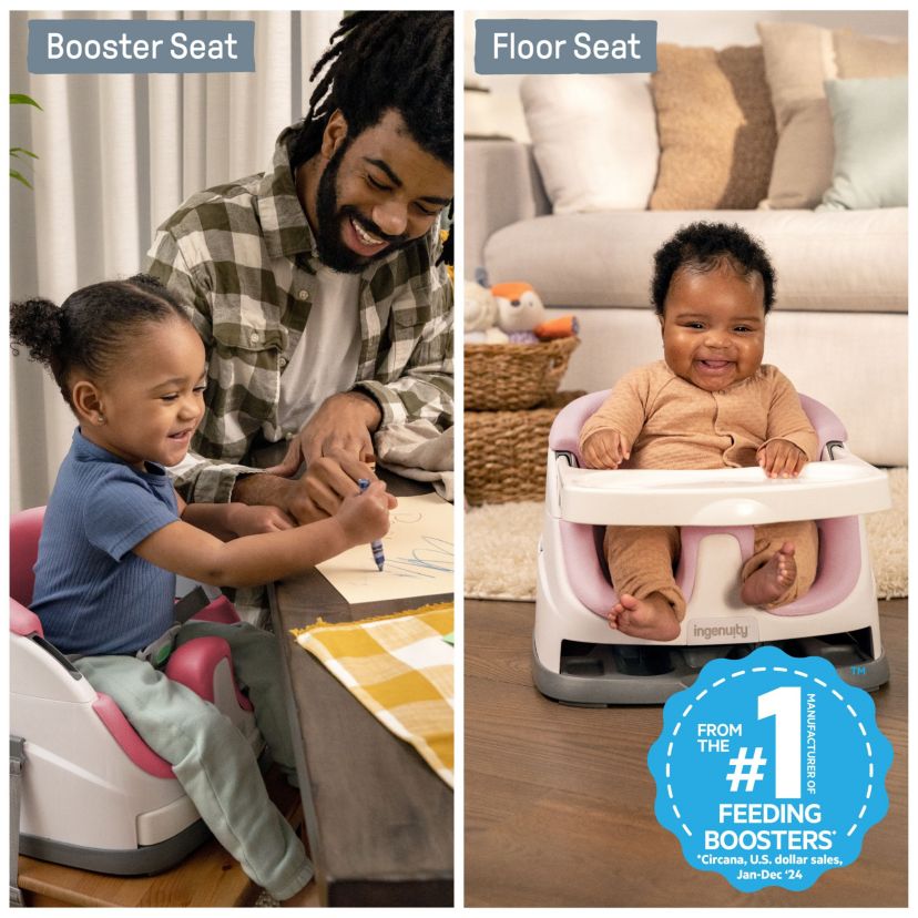 Baby Base 2-in-1 Booster Feeding and Floor Seat, Peony