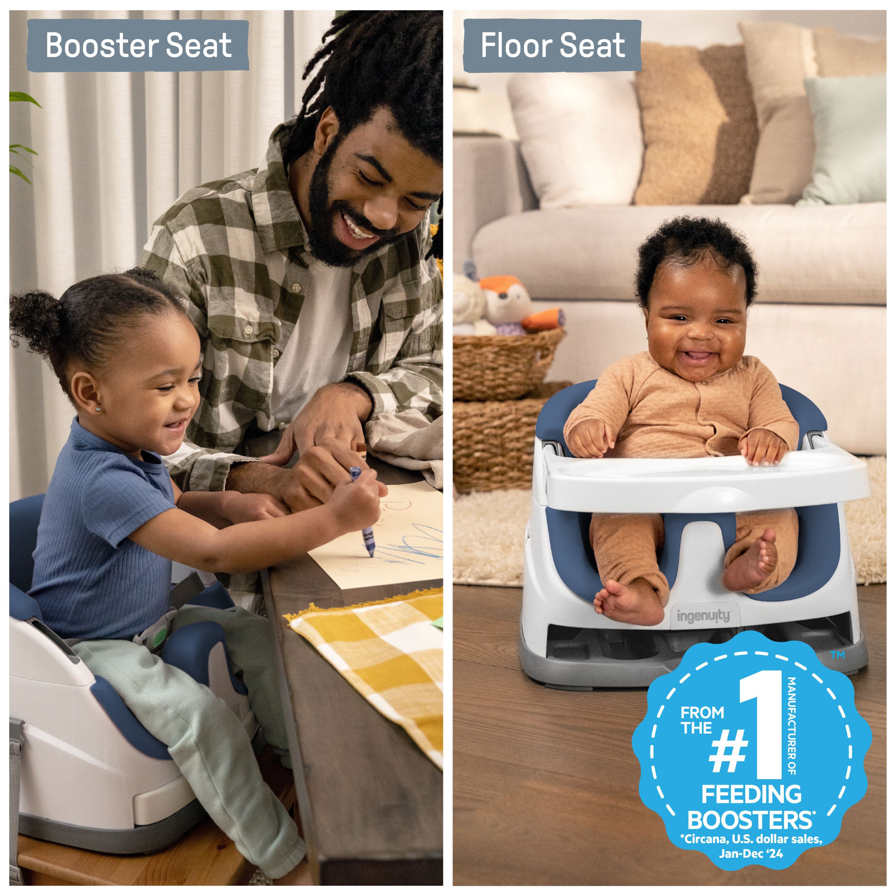Baby Base 2-in-1 Booster Feeding and Floor Seat, Night Sky