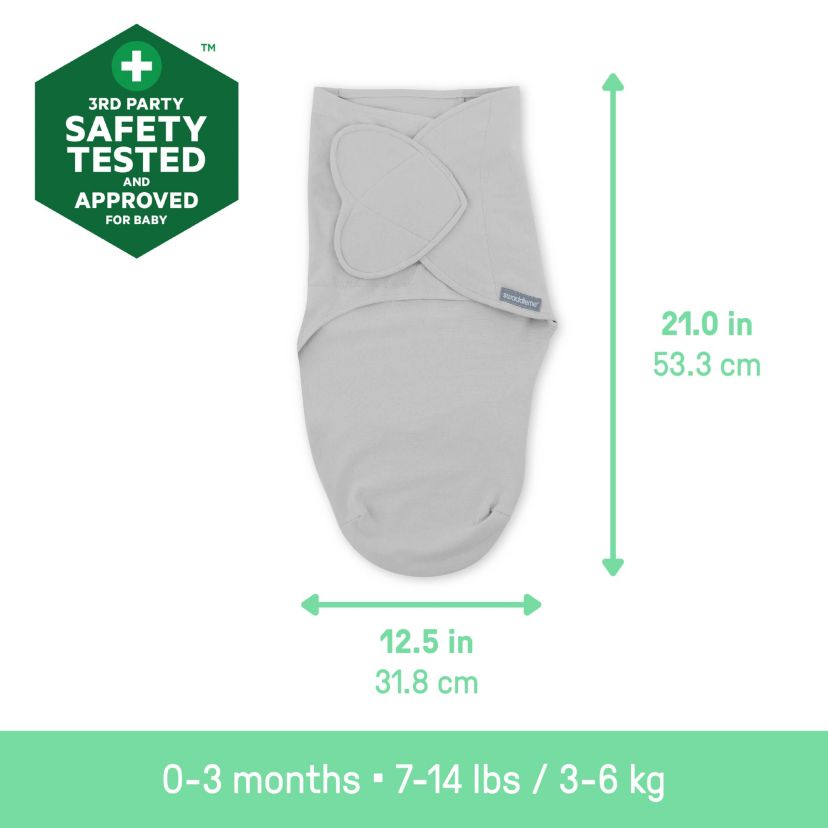 SwaddleMe by Ingenuity Monogram Collection Baby Swaddle, 100% Cotton, 0-3 Months, 1.0 TOG, 3-Pack - Born Free