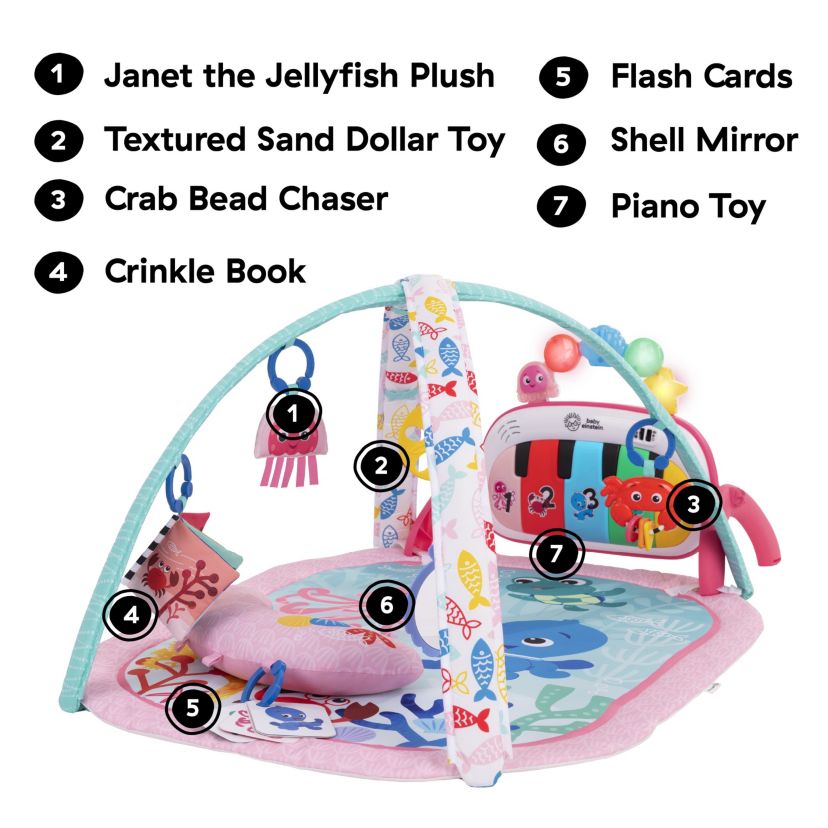 Ocean Explorers 4-in-1 Kickin’ Tunes Jellyfish Jamboree Music & Language Discovery Gym, Pink