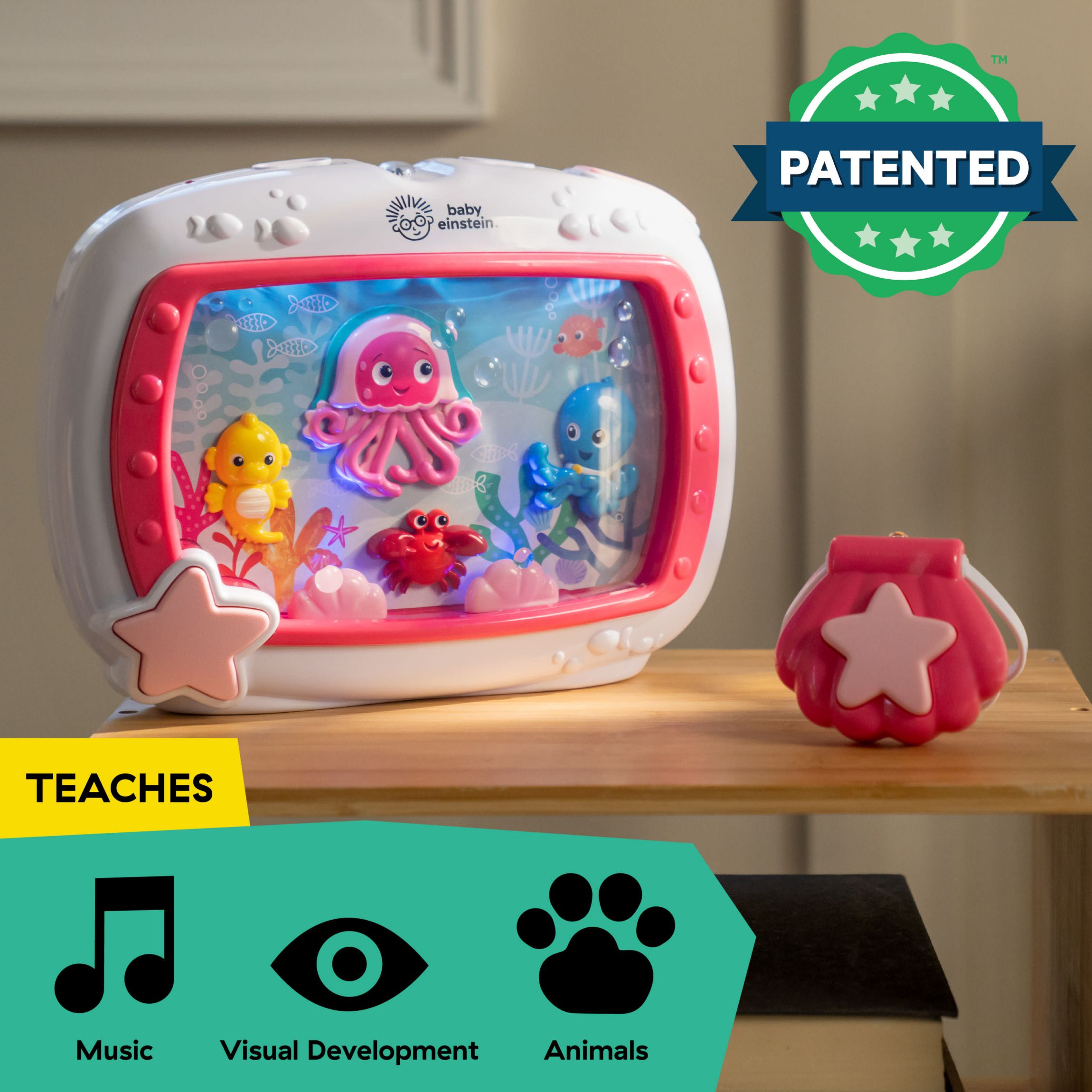 Sea Dreams Soother Musical Crib Toy and Sound Machine, Pink