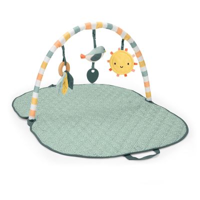 Ingenuity One Bar Baby Gym, Piper's Playspace - 3-in-1 Activity Gym with Sensory Toys, Tummy Time Mat, Foldable & Portable, Ages Newborn+
