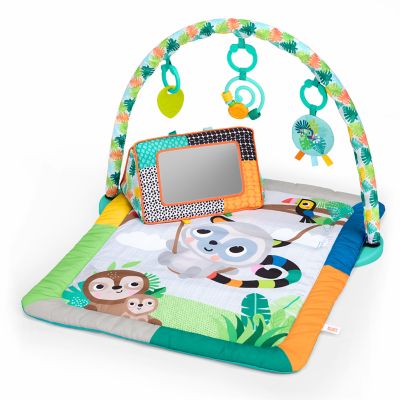 Bright Starts Tropical Treetop Baby Activity Gym & Tummy Time Mat with Toy Bar and 4 Toys