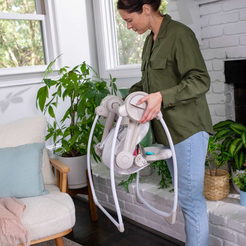 Soothe n Delight Portable Baby Swing with Music, Cozy Kingdom