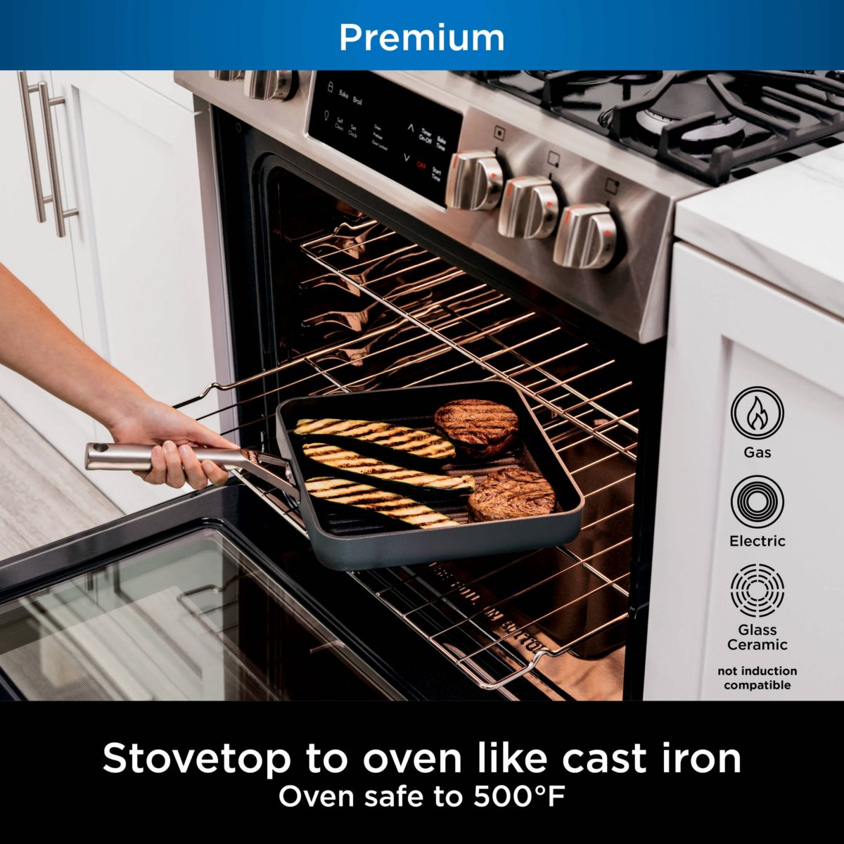 NeverStick Premium 11-Inch Square Grill Pan