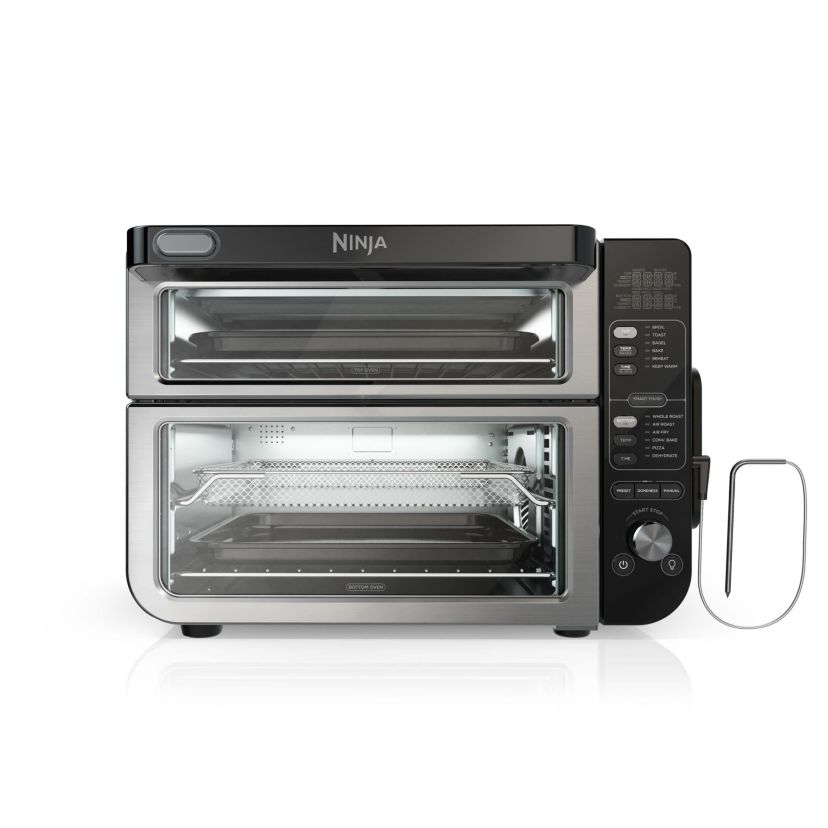 12-in-1 Smart Double Oven with FlexDoor, Smart Thermometer, FlavorSeal, Smart Finish, Rapid Top Oven, Convection and Air Fry Bottom Oven, Stainless Steel