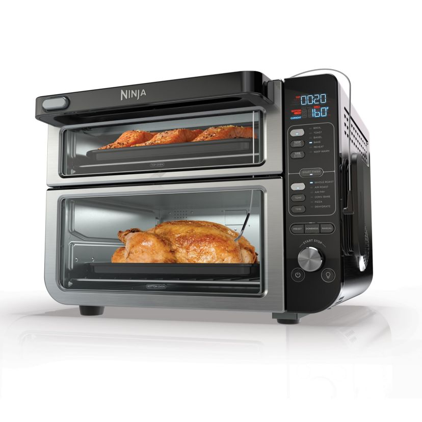 12-in-1 Smart Double Oven with FlexDoor, Smart Thermometer, FlavorSeal, Smart Finish, Rapid Top Oven, Convection and Air Fry Bottom Oven, Stainless Steel