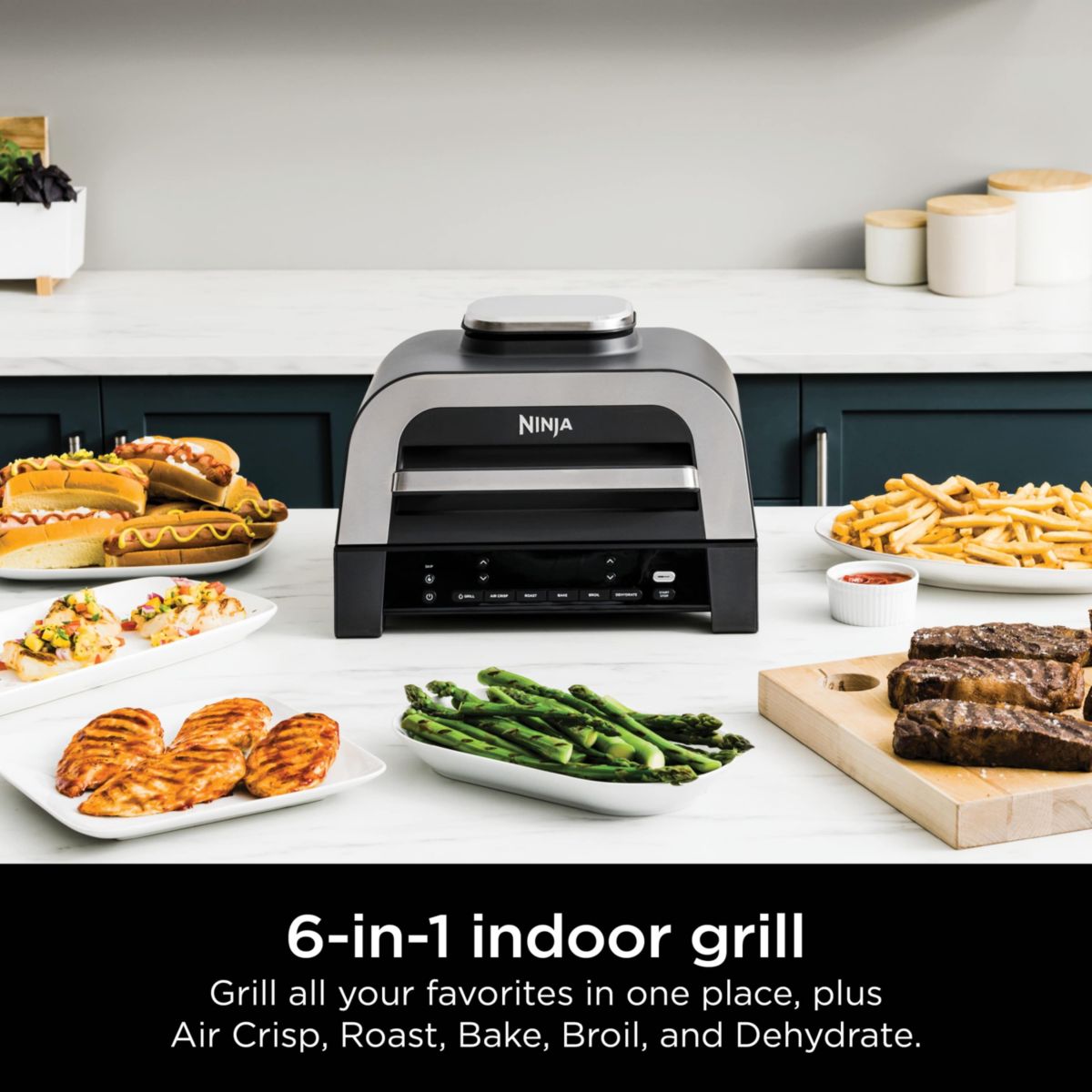 Foodi Smart XL 6-in-1 Indoor Grill & Air Fryer with Built in Thermometer