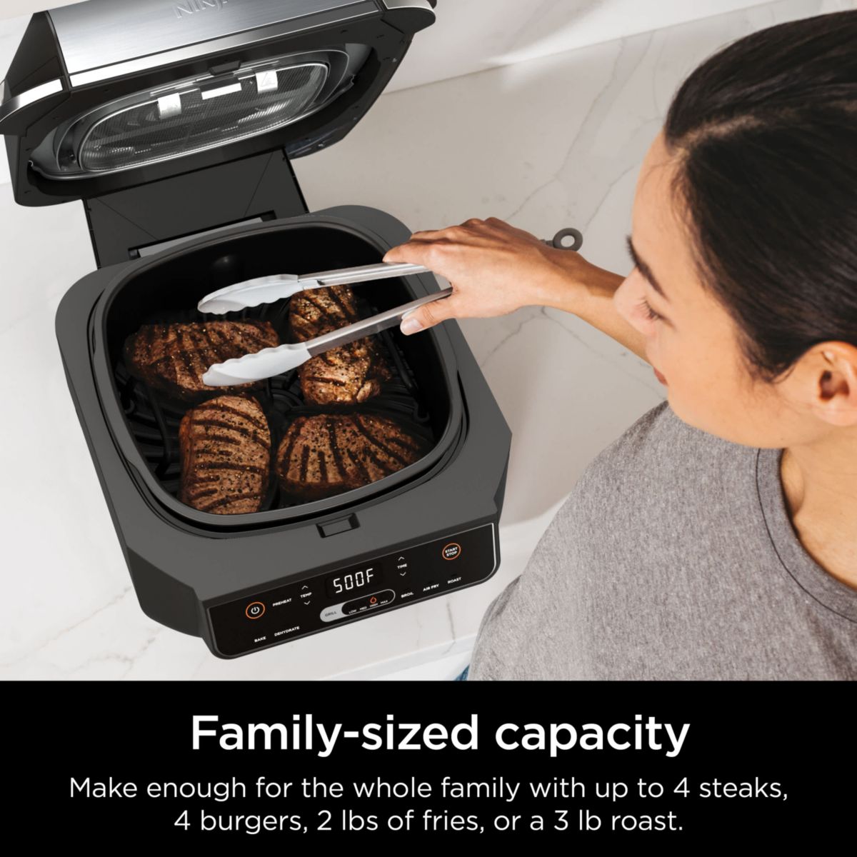 Foodi 6-in-1 Indoor Grill & 4-Quart Air Fryer with Roast, Bake, Broil, Dehydrate, 2nd Generation