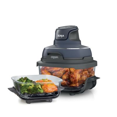 Ninja Crispi 4-in-1 Portable Glass Air Fryer Cooking System, Sage, Gray, 10 Pieces