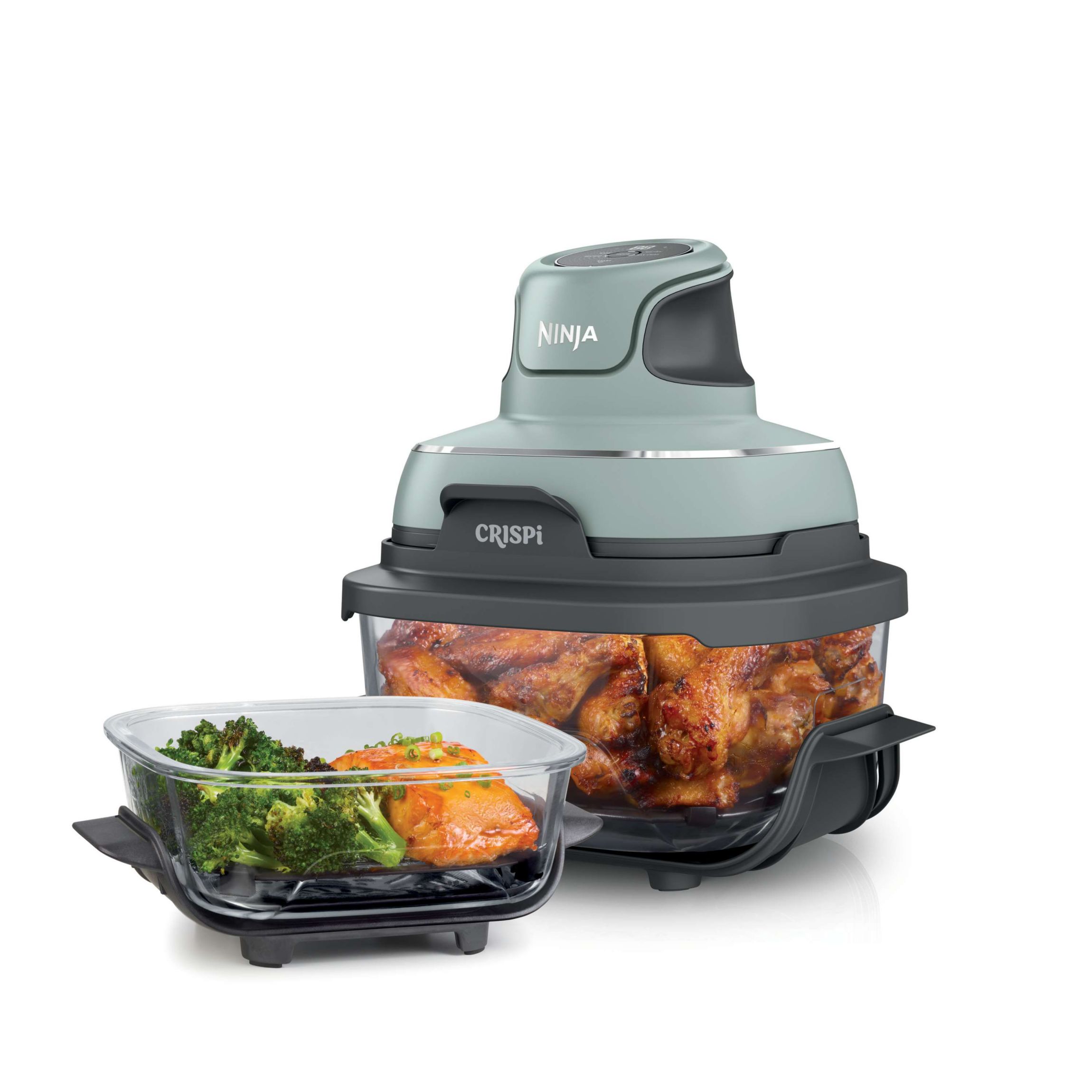 Crispi 4-in-1 Portable Glass Air Fryer Cooking System, Sage